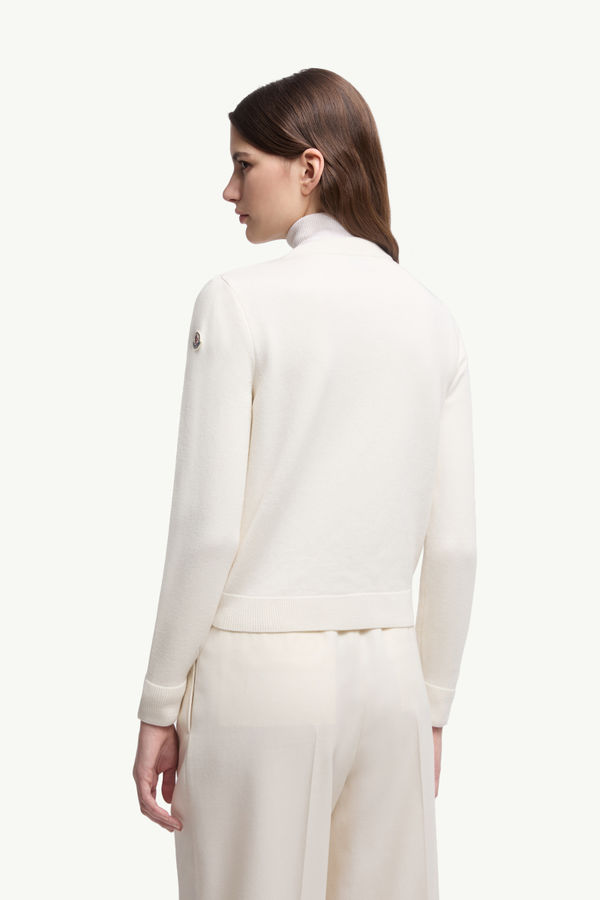 Padded Wool Zip-Up Cardigan Women White Moncler 4