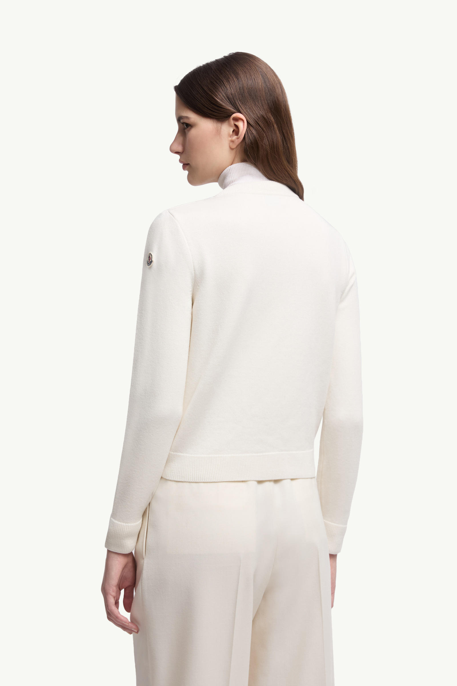 Padded Wool Zip-Up Cardigan Women White Moncler 4