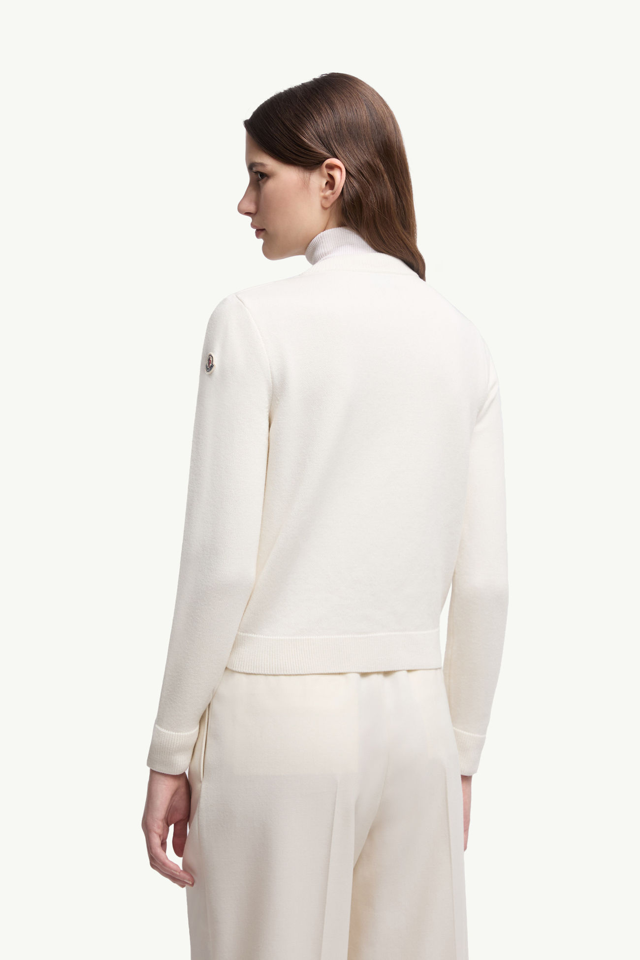 Wattierte Strickjacke aus Wolle mit Reißverschluss Damen Weiß Moncler 4