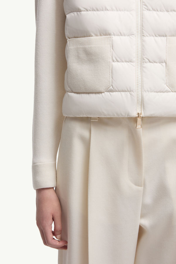 Padded Wool Zip-Up Cardigan Women White Moncler 5