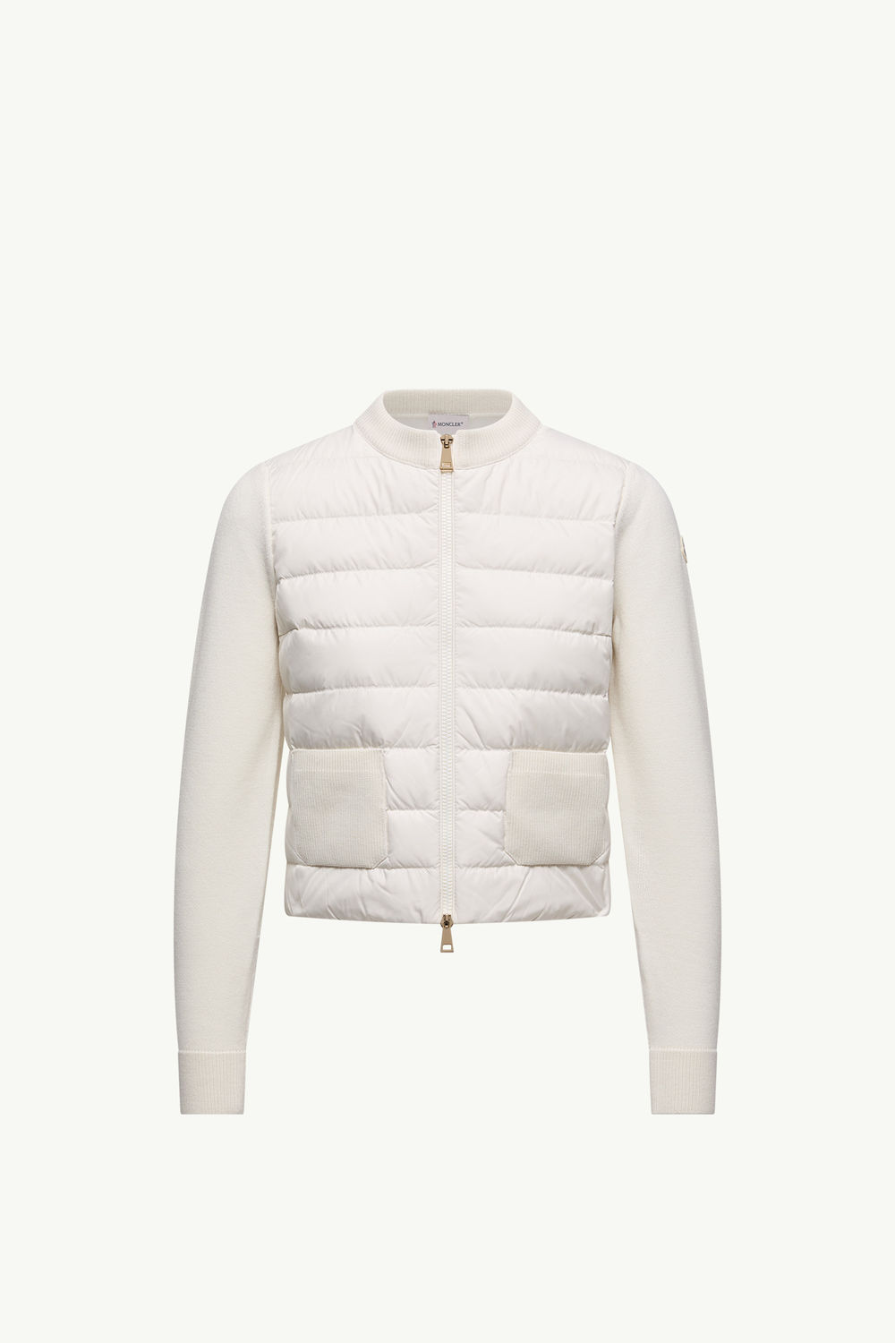 Padded Wool Zip-Up Cardigan Women White Moncler 2
