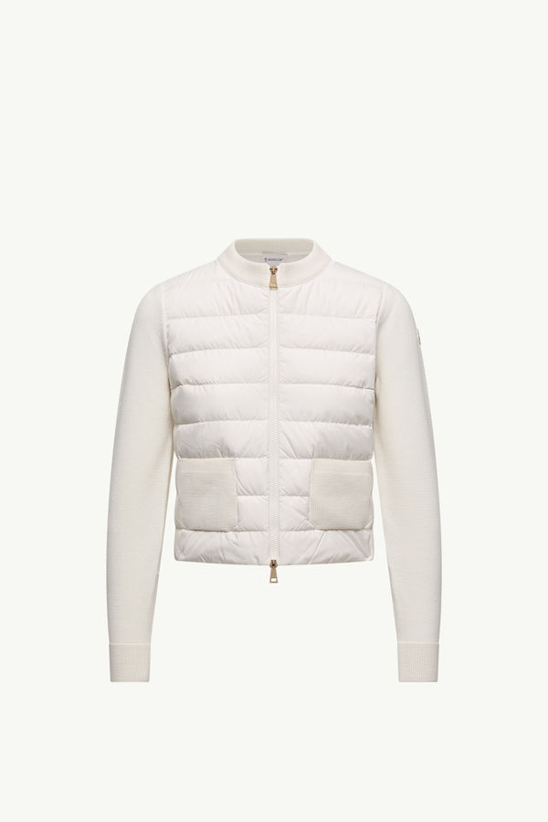 Padded Wool Zip-Up Cardigan Women White Moncler 2