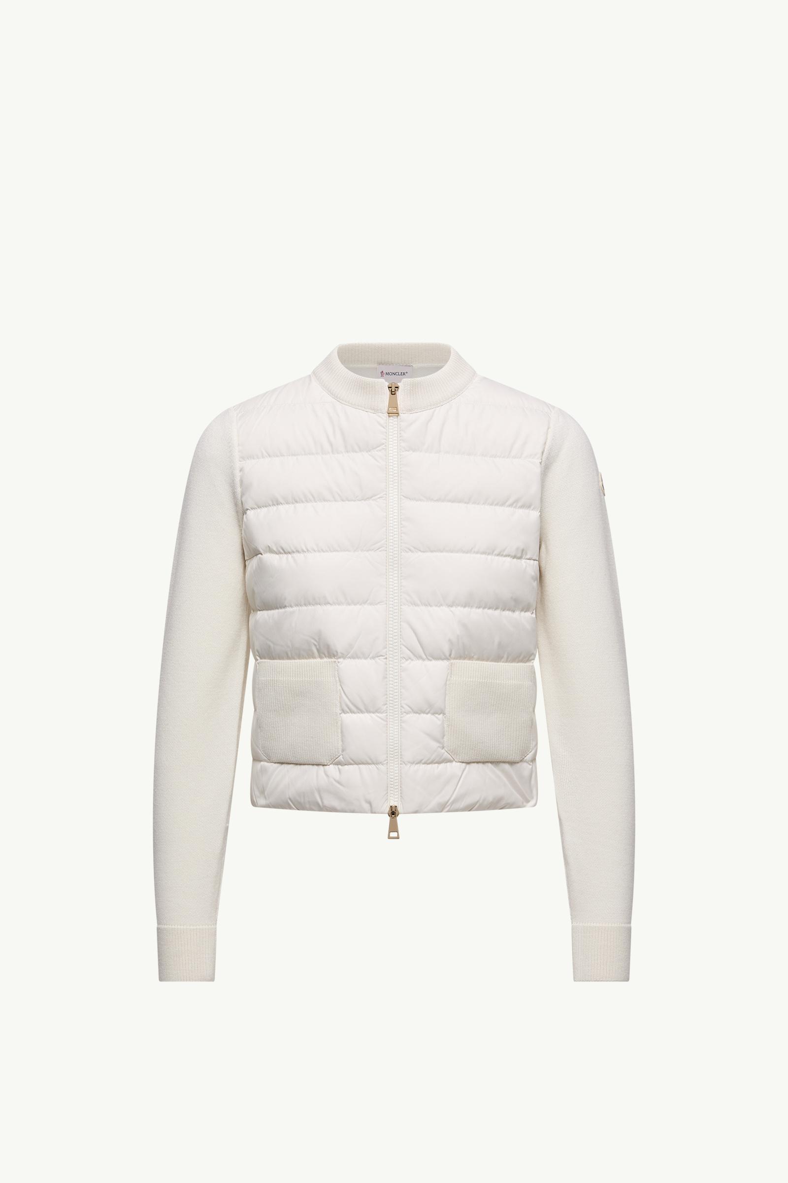 モンクレール MONCLER M ハイブリッドカーディガン ホワイト ホワイト カーディガン : セーター＆カーディガン 向けの レディース