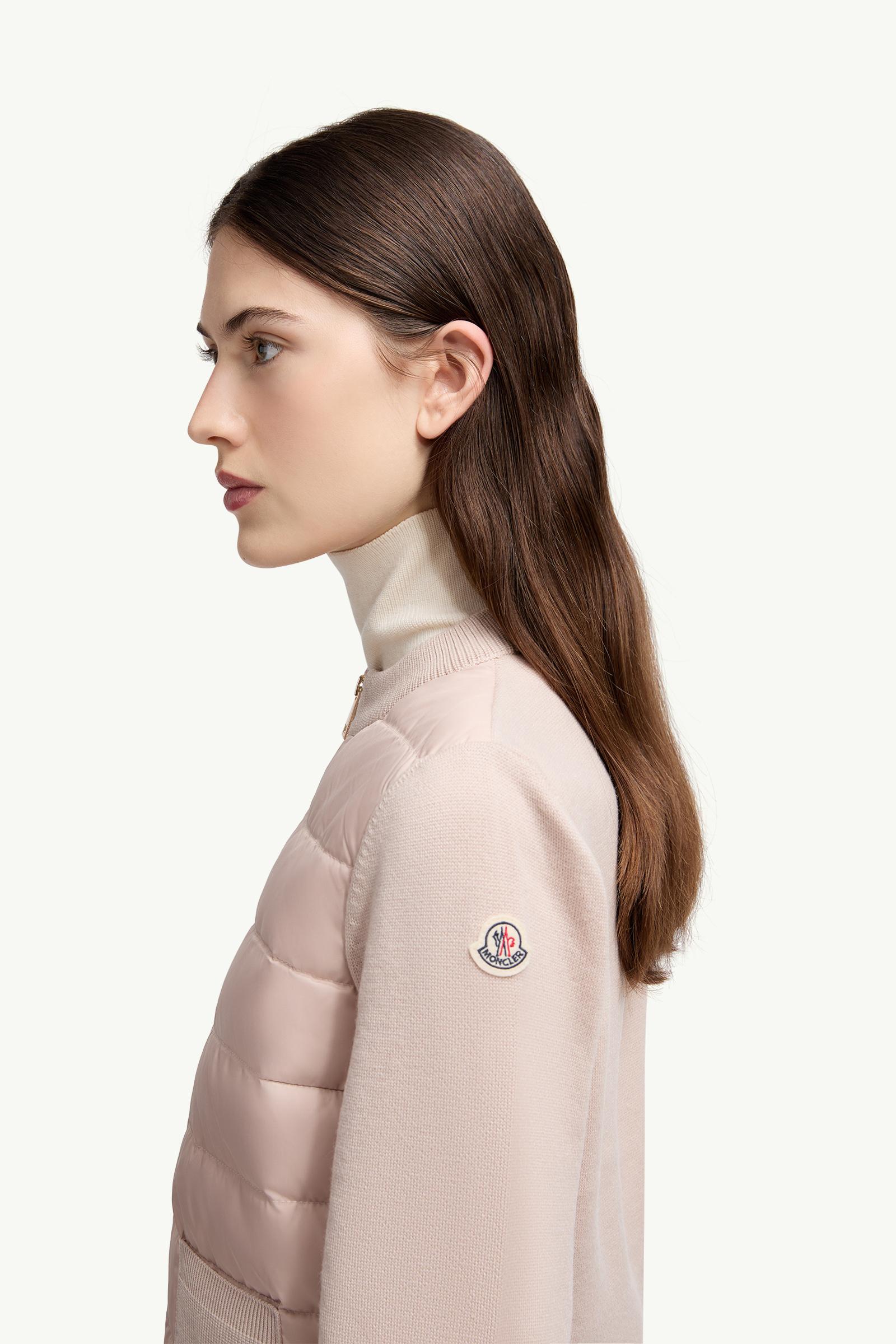 MONCLER ベージュ ジップアップカーディガン Beige Padded Wool Zip-Up Cardigan - Sweaters & Cardigans for Women
