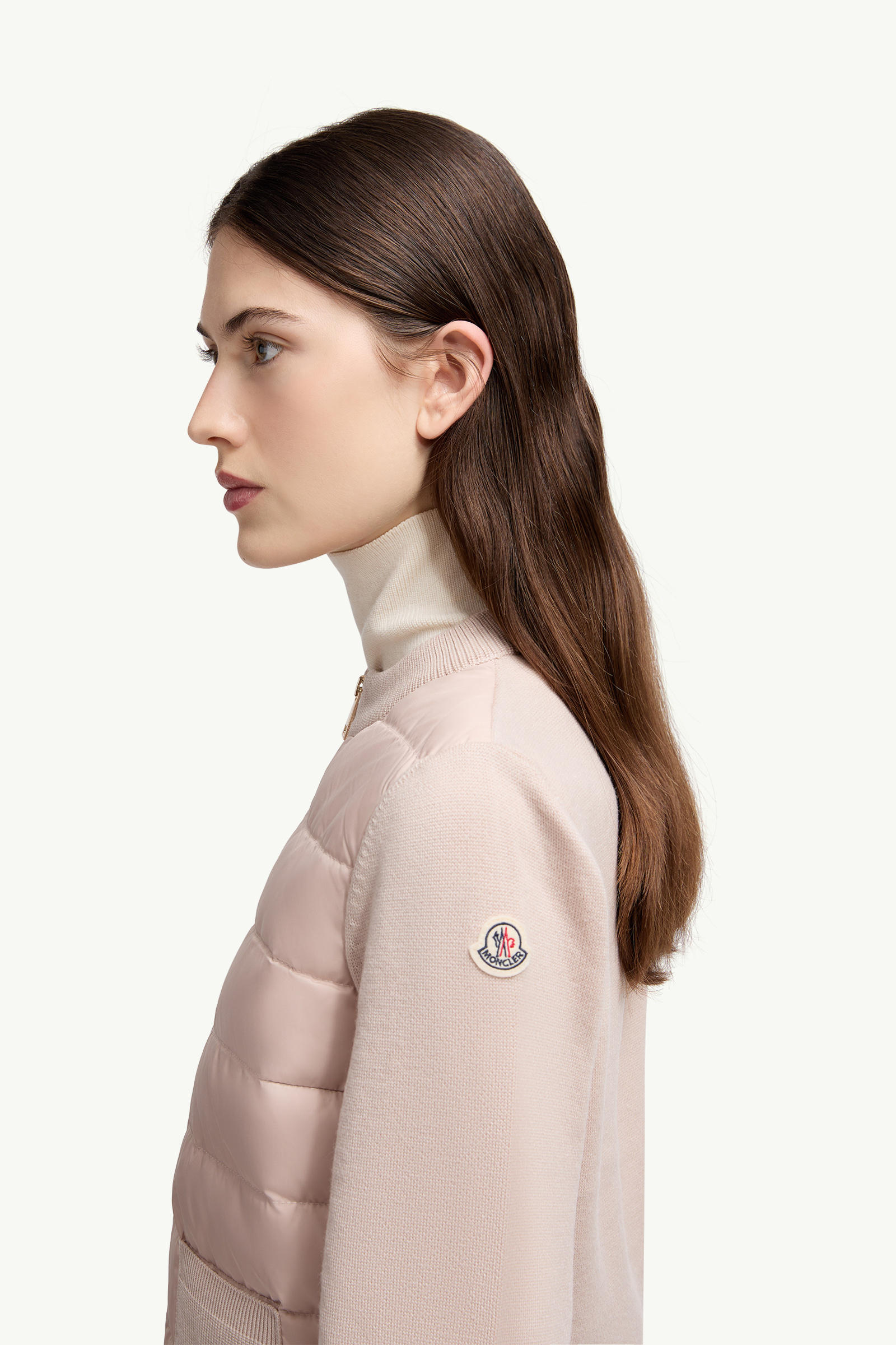 Padded Wool Zip-Up Cardigan Women Beige Moncler 1