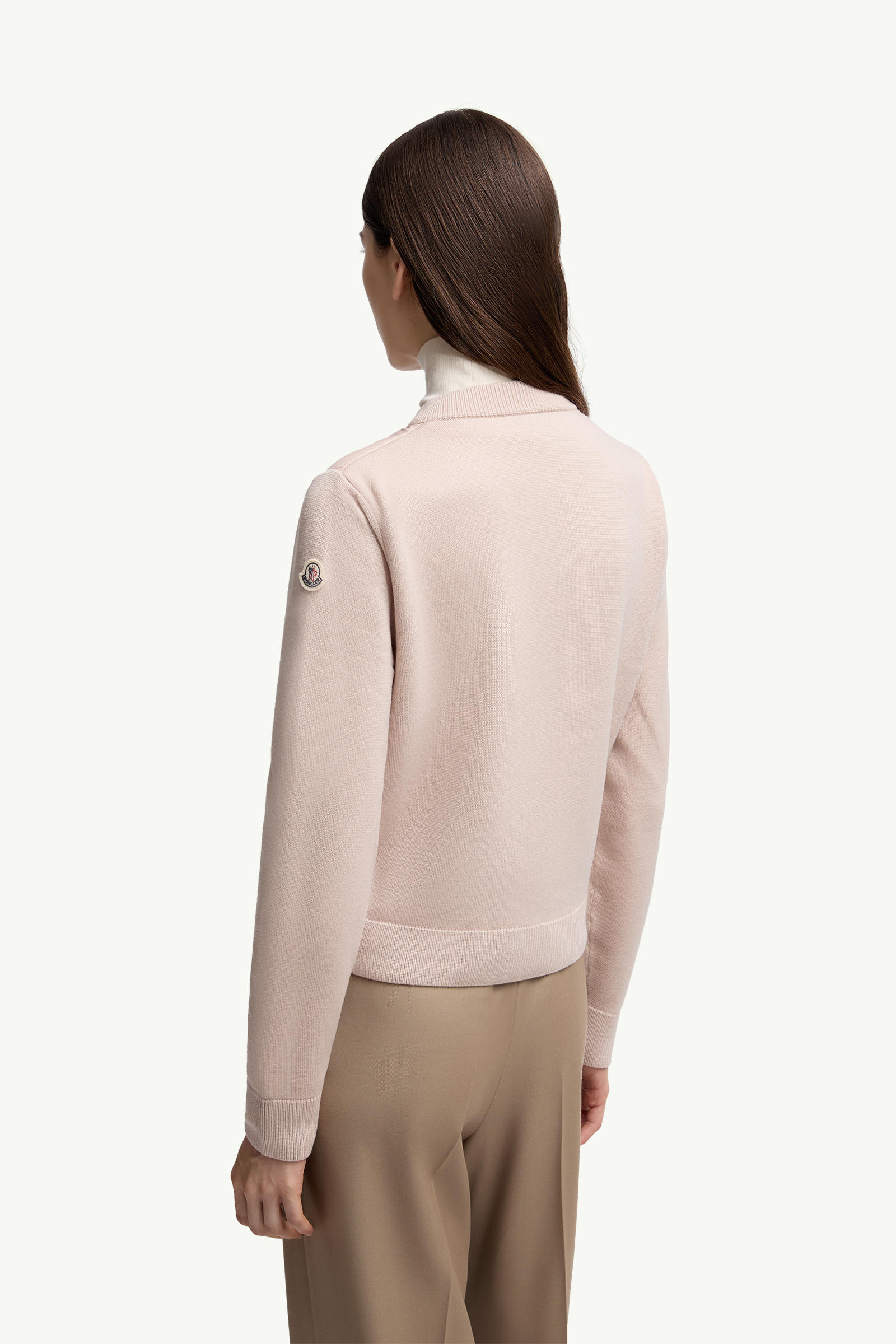 Cardigan zippé matelassé en laine Femmes Beige Moncler 4