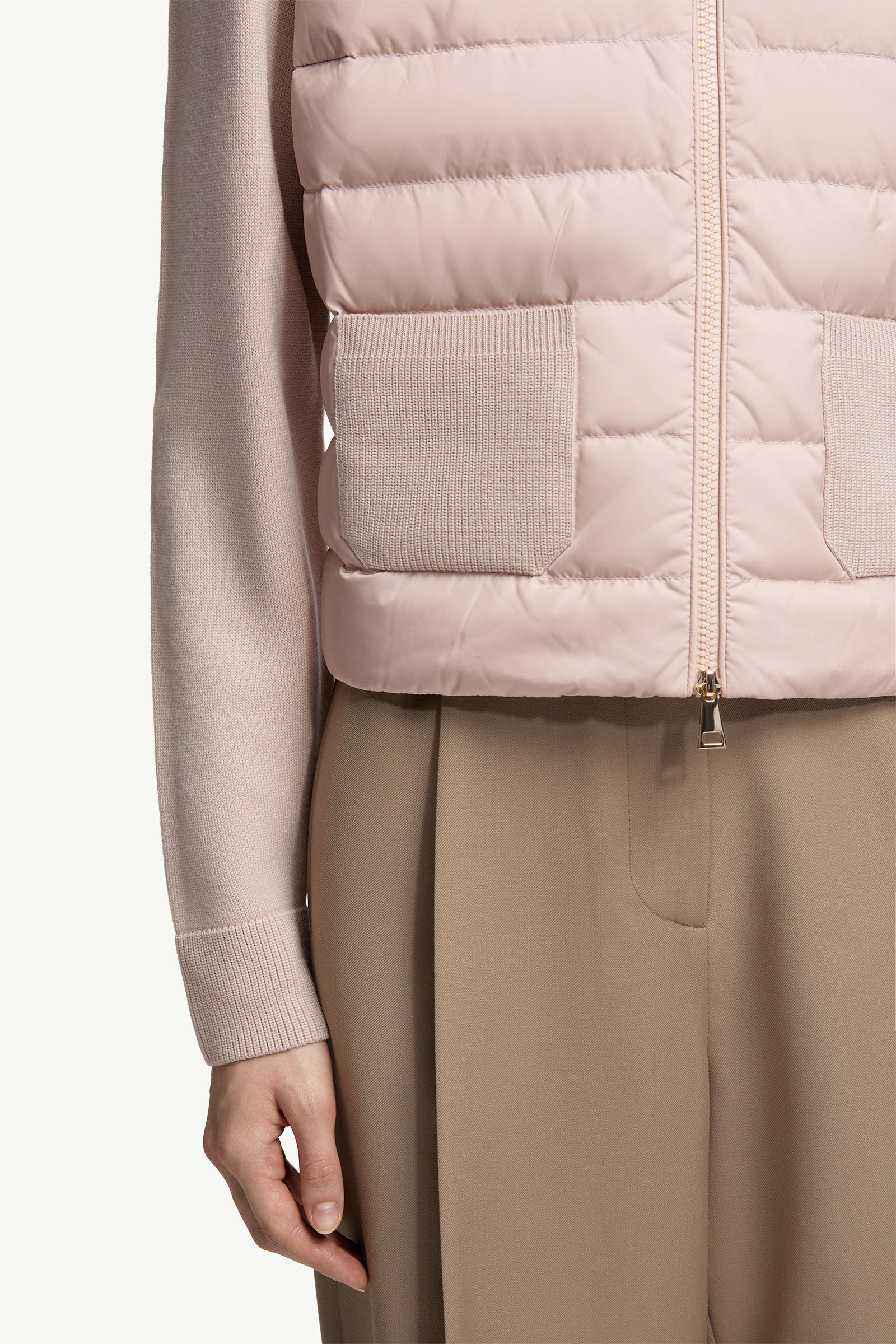 Padded Wool Zip-Up Cardigan Women Beige Moncler 5