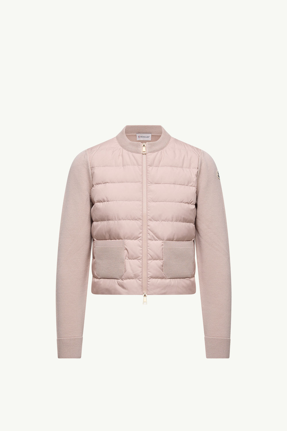 Padded Wool Zip-Up Cardigan Women Beige Moncler 2