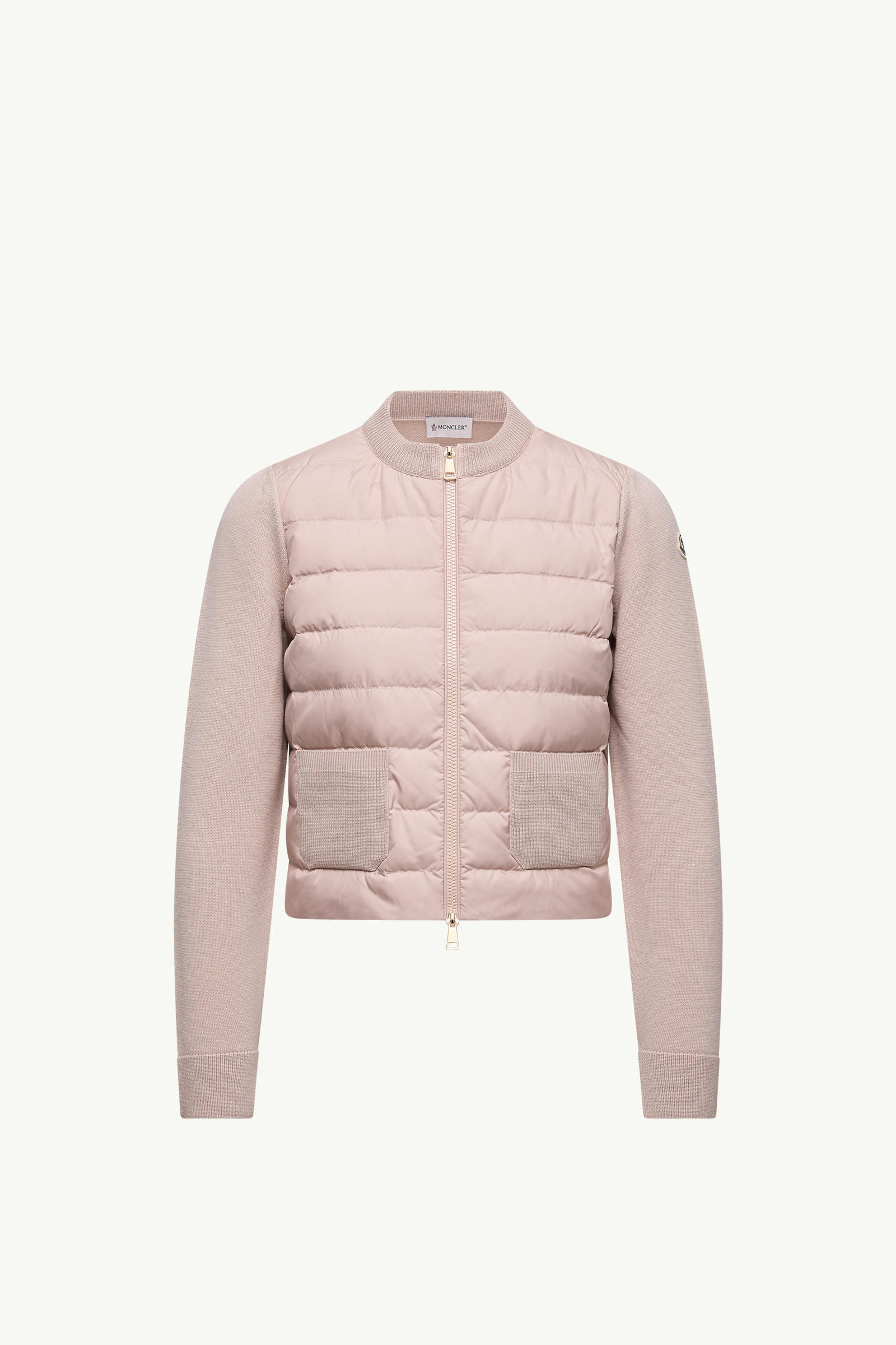 Padded Wool Zip-Up Cardigan Women Beige Moncler 2