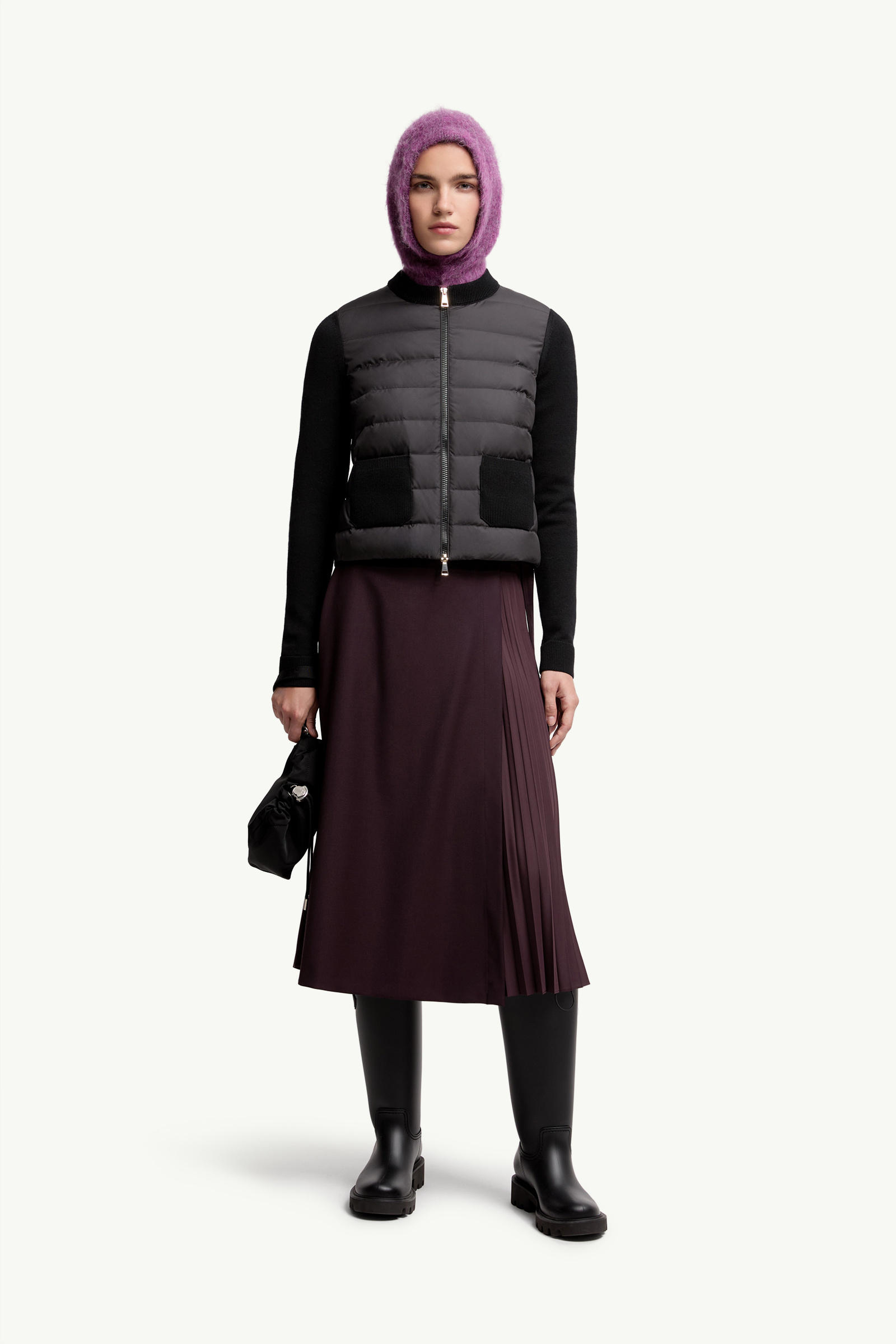 Padded Wool Zip-Up Cardigan Women Black Moncler 0