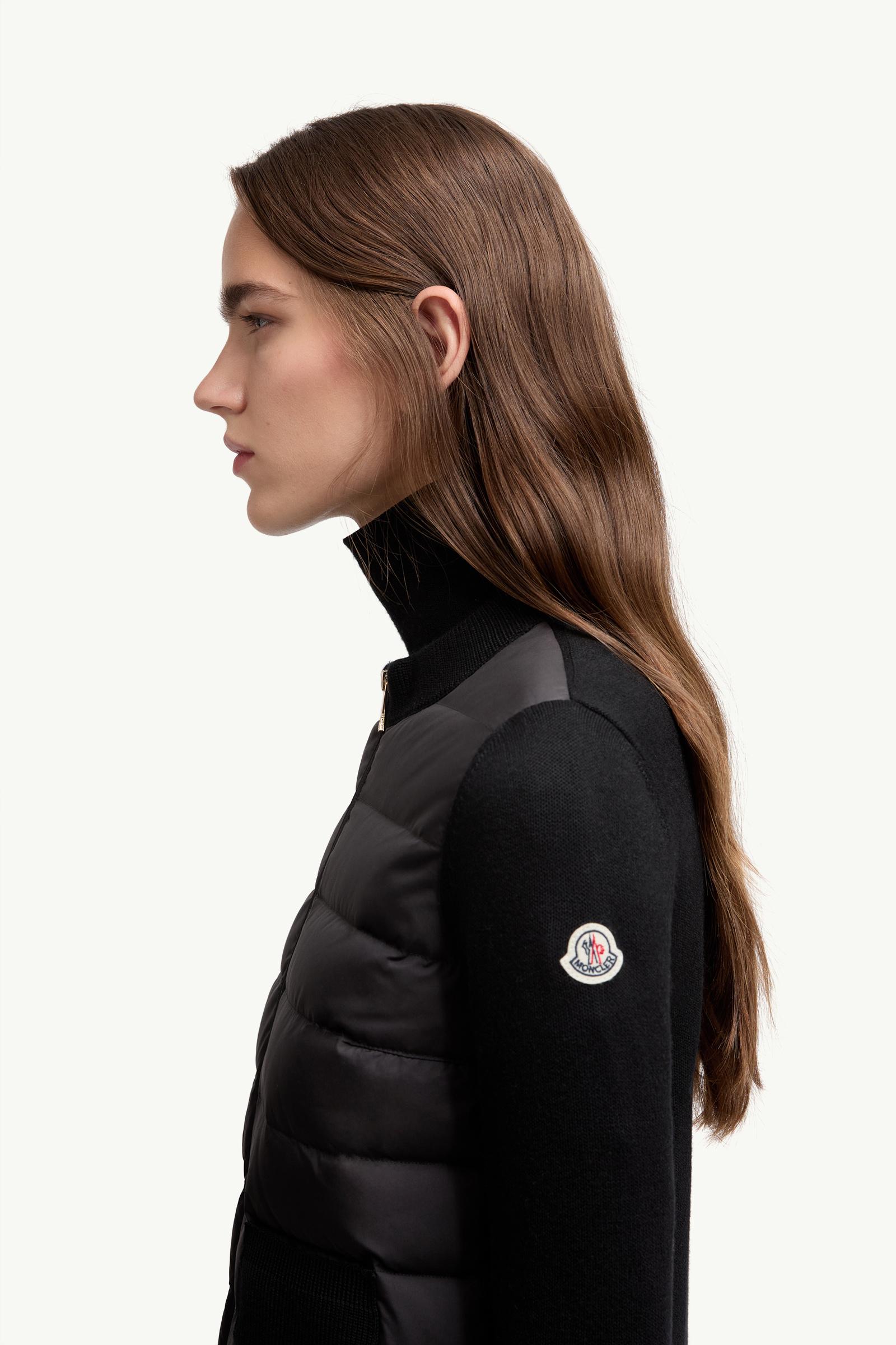 Padded Wool Zip-Up Cardigan Women Black Moncler 1