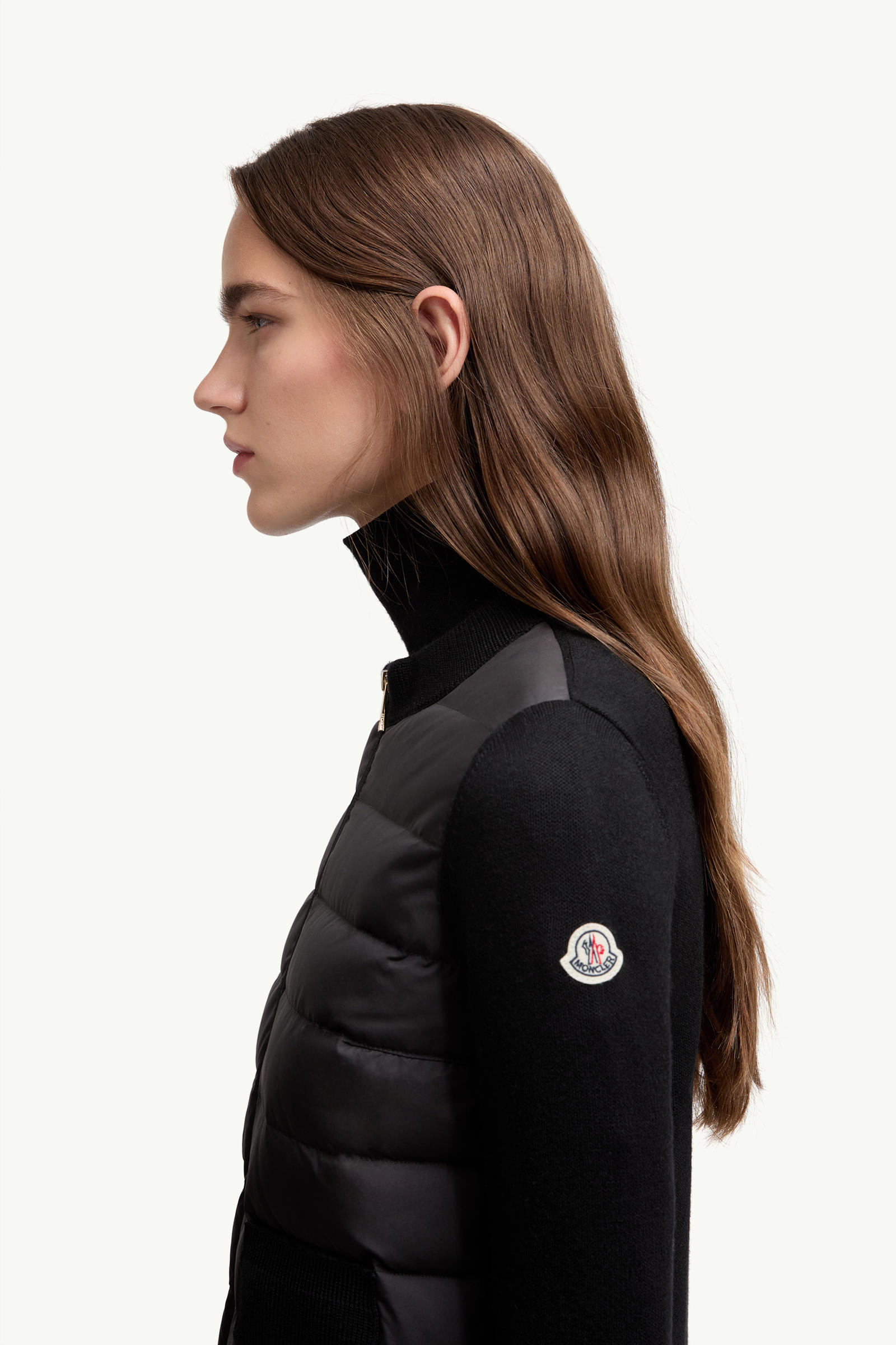 Padded Wool Zip-Up Cardigan Women Black Moncler 1