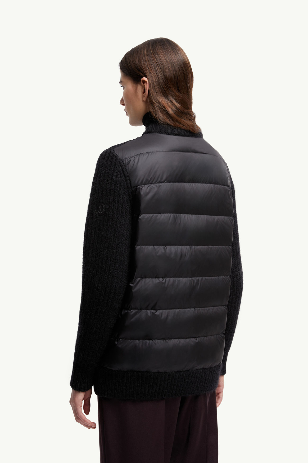 Leather-Trimmed Wool & Mohair Padded Cardigan Women Black Moncler 4