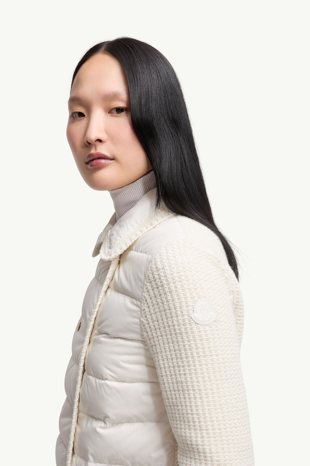 羊毛及羊絨夾層開襟毛衣 女士 白色 Moncler 1