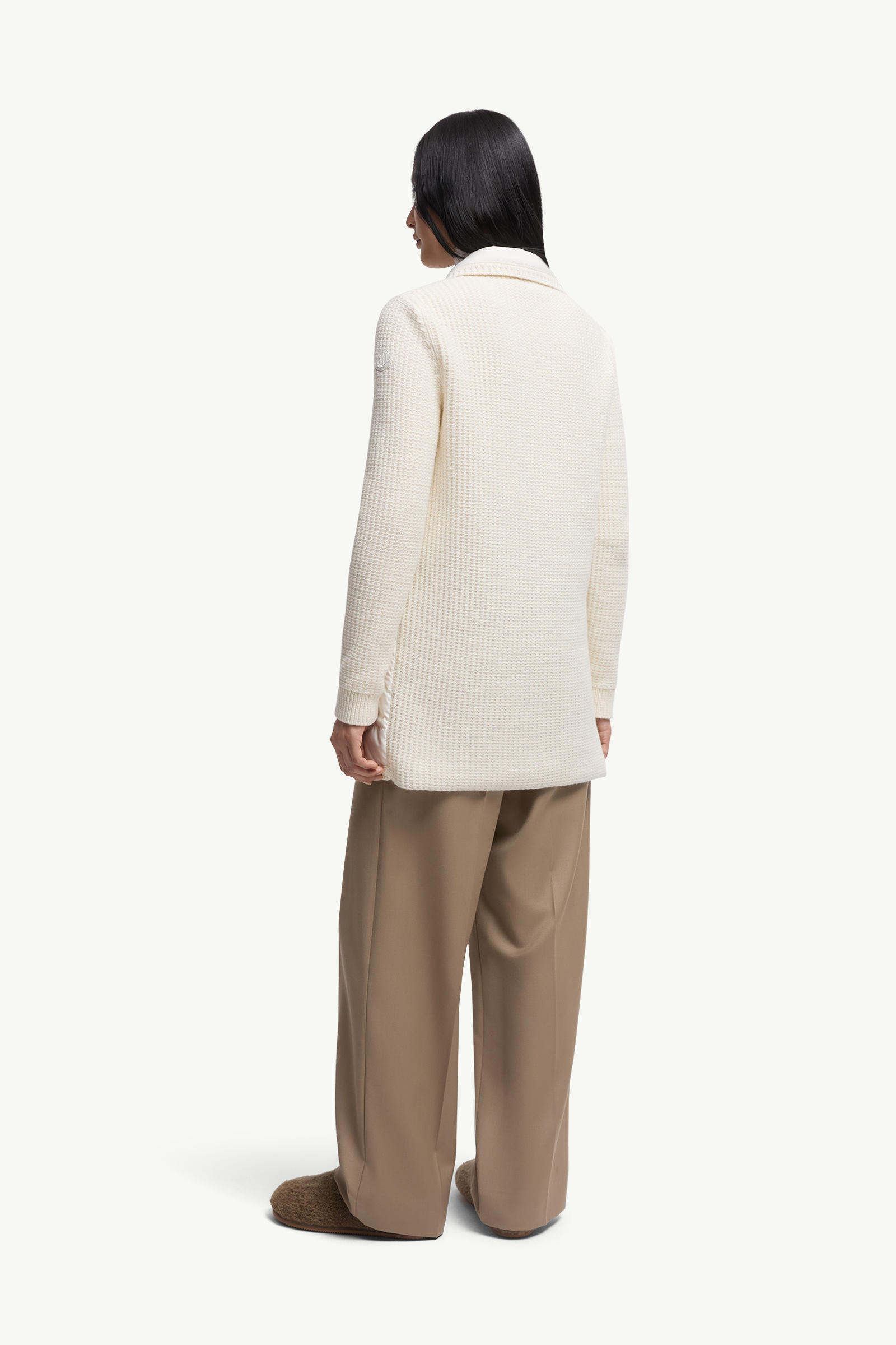 Cardigan matelassé en laine et cachemire Femmes Blanc Moncler 4