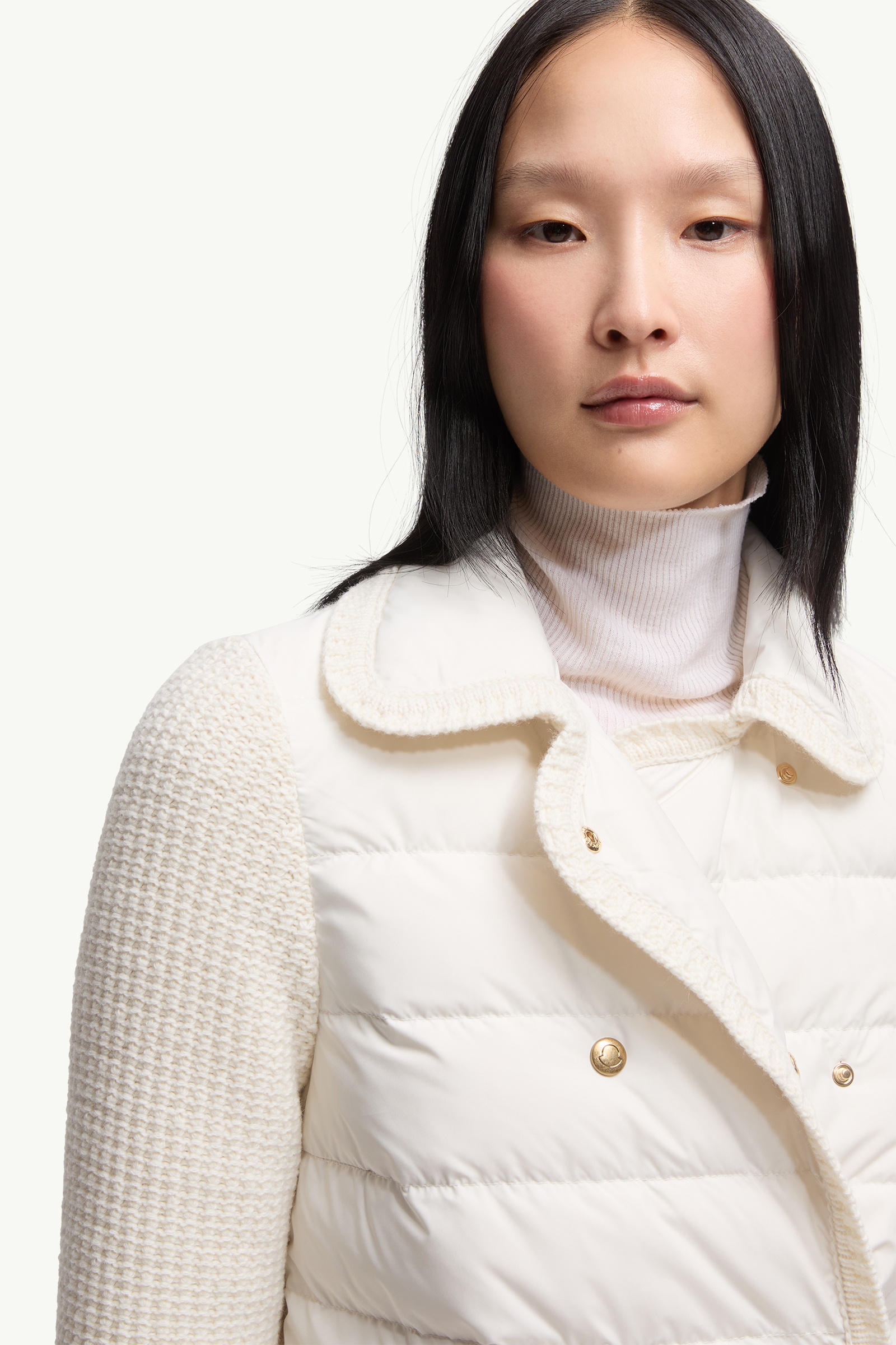 Cardigan matelassé en laine et cachemire Femmes Blanc Moncler 5