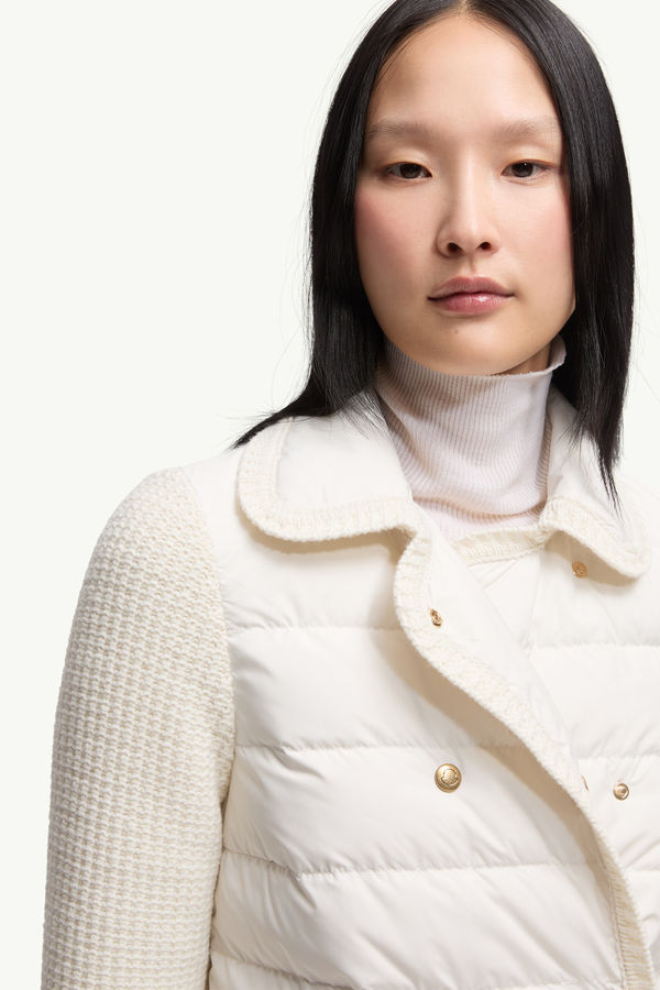 Wool & Cashmere Padded Cardigan Women White Moncler 5
