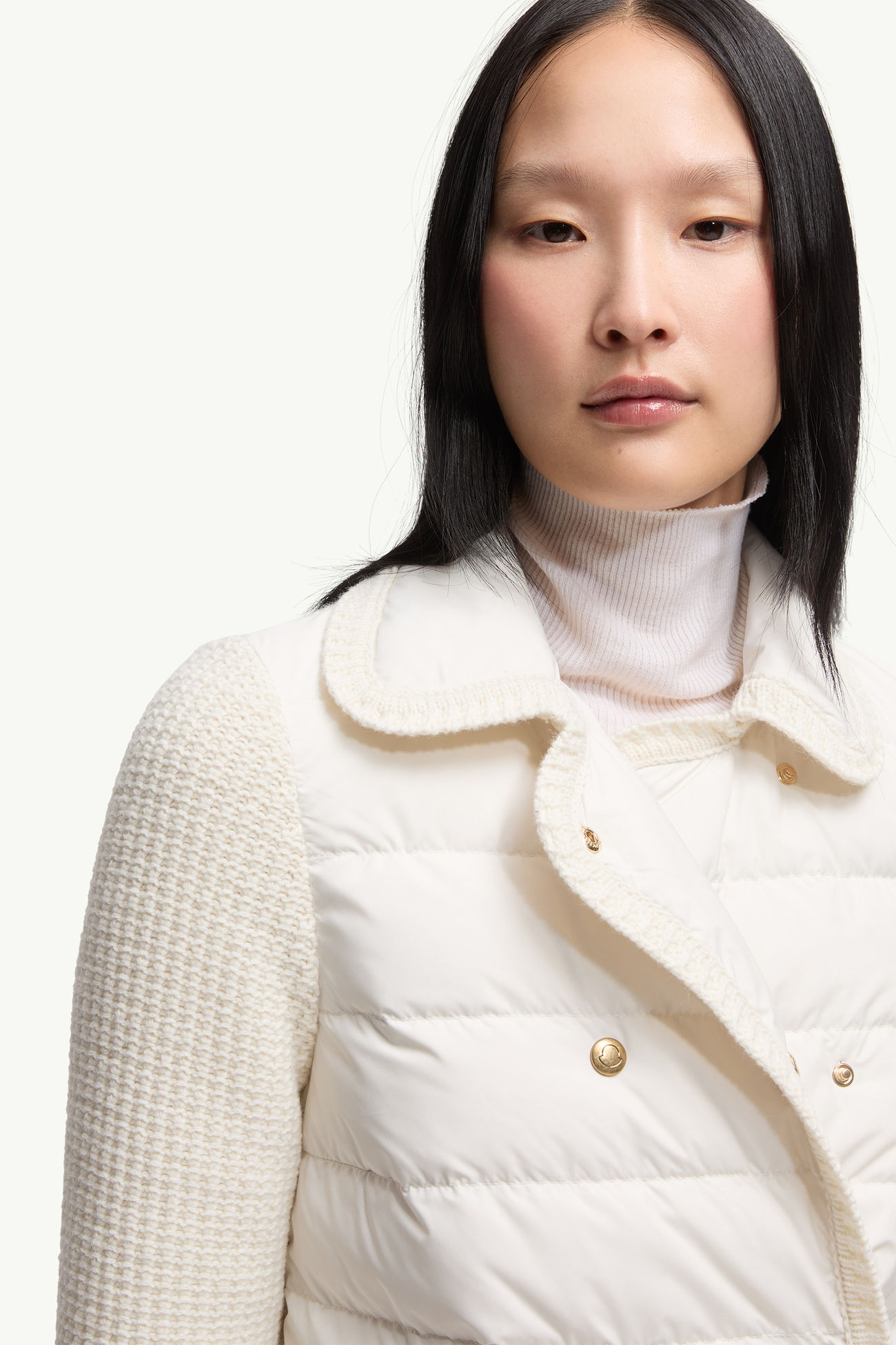 羊毛及羊絨夾層開襟毛衣 女士 白色 Moncler 5