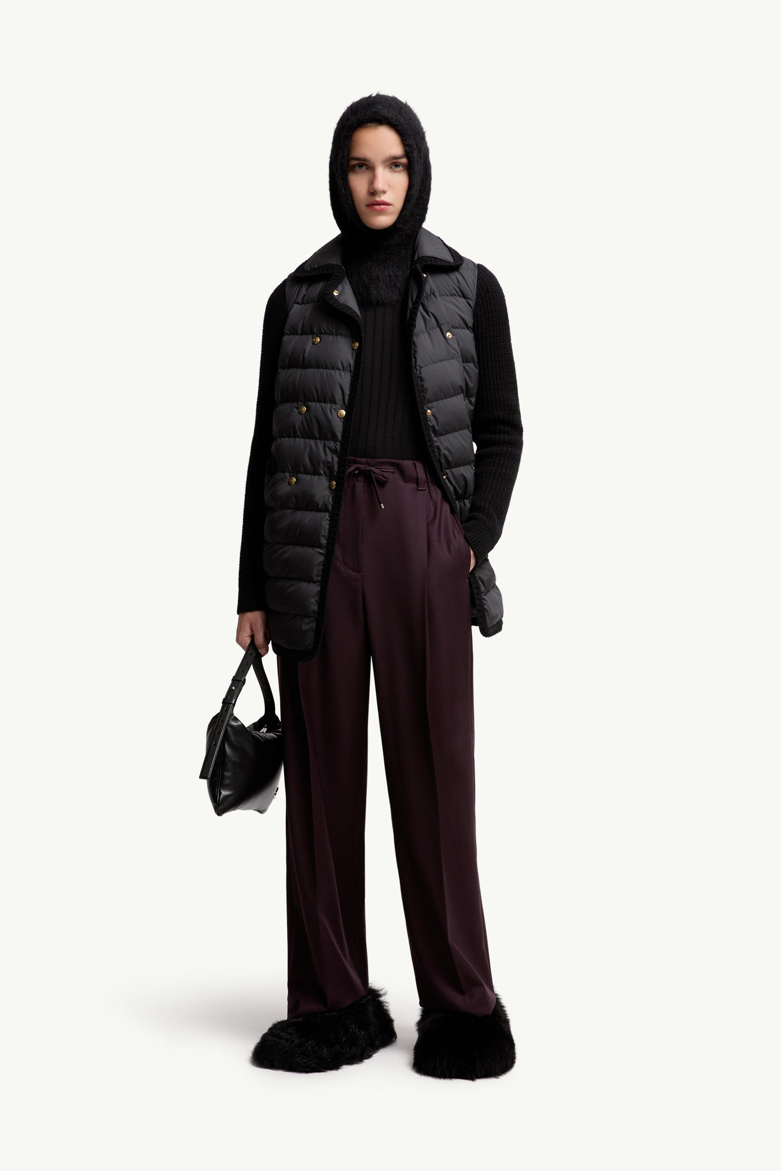 Wool & Cashmere Padded Cardigan Women Black Moncler 0