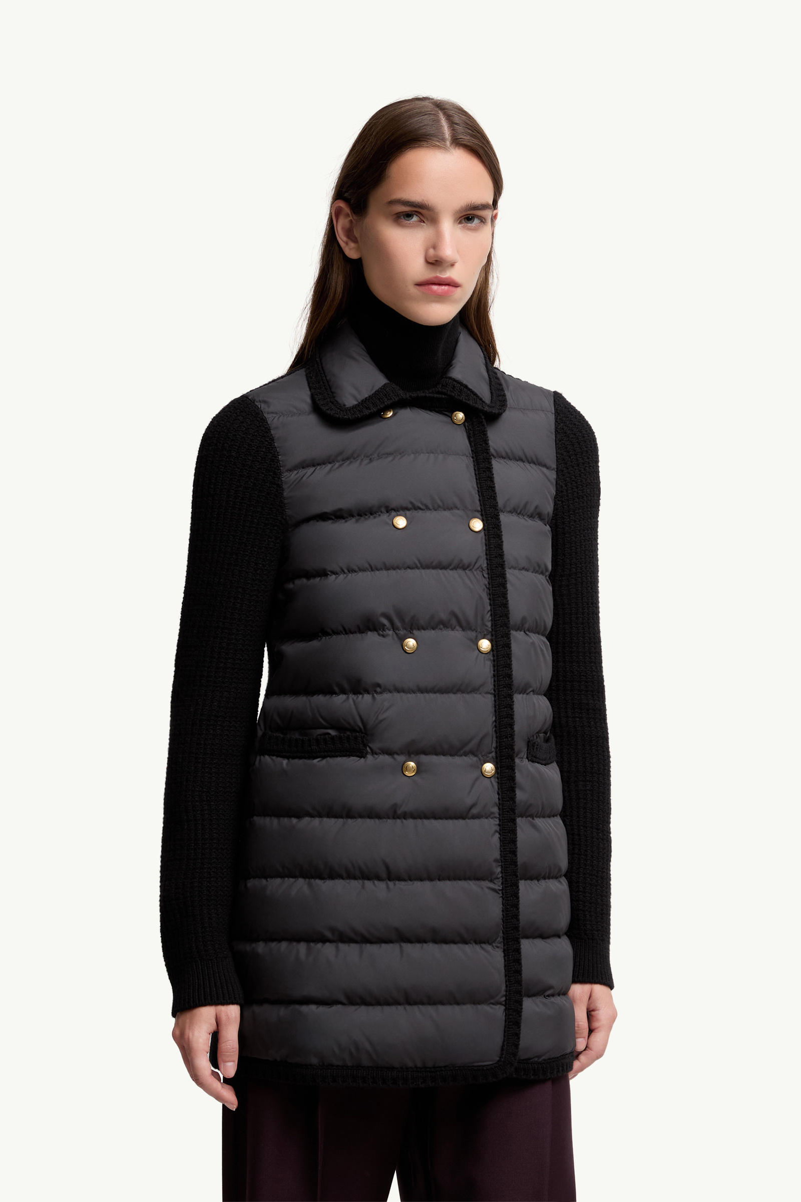 Wool & Cashmere Padded Cardigan Women Black Moncler 3