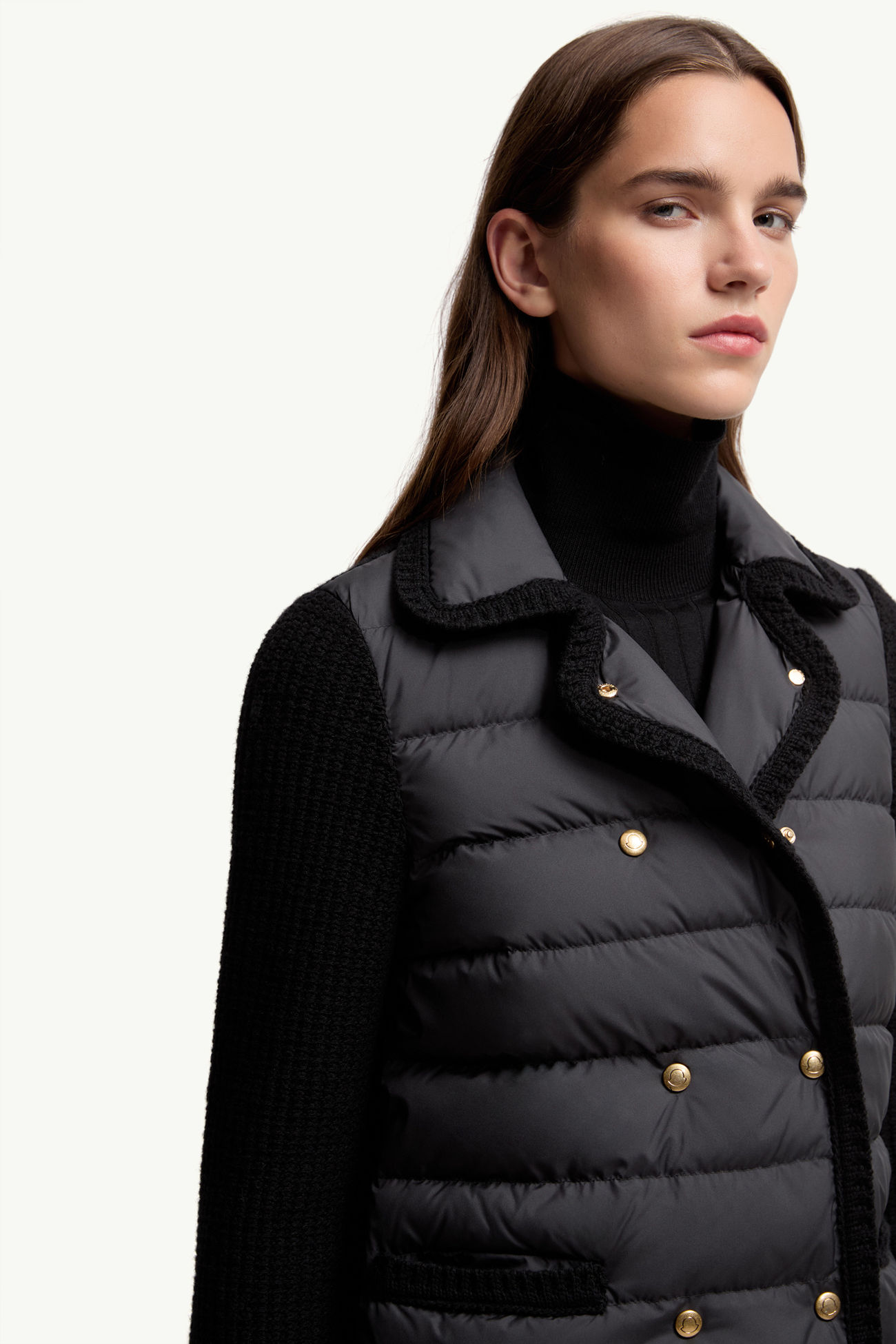 羊毛及羊絨夾層開襟毛衣 女士 黑色 Moncler 5