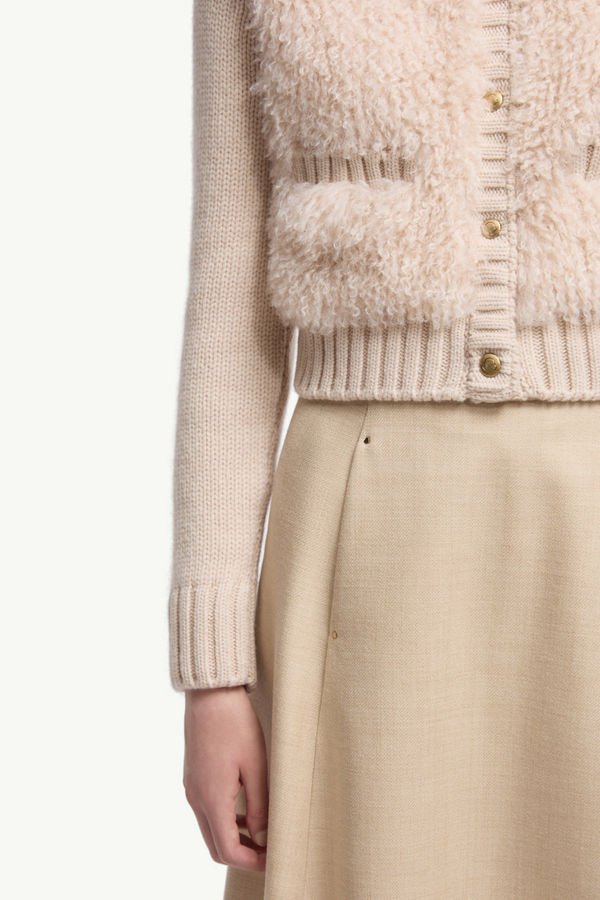 Padded Wool & Teddy Cardigan Women Beige Moncler 5