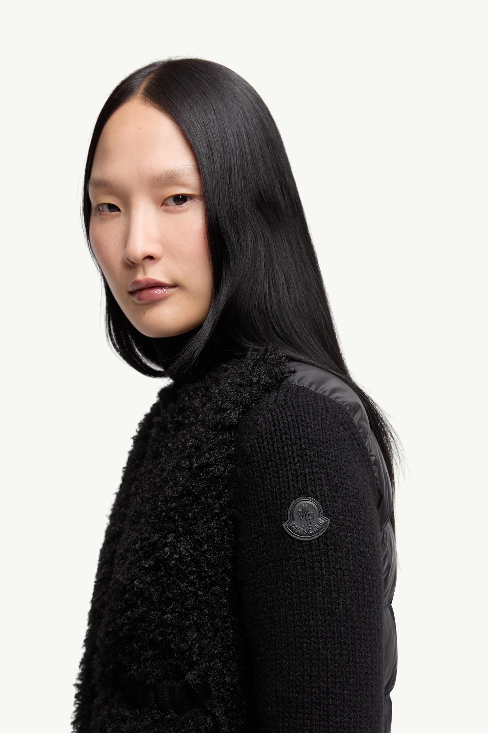 Padded Wool & Teddy Cardigan Women Black Moncler 1