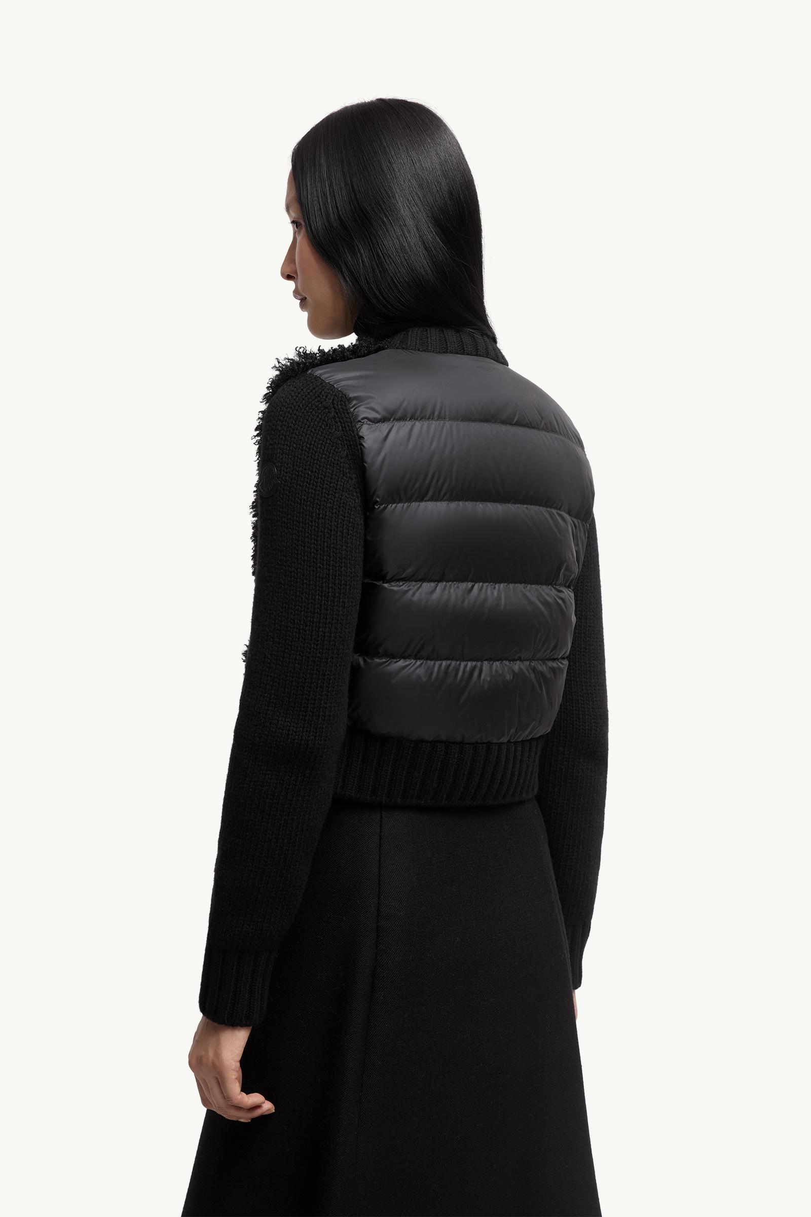 Black Padded Wool & Teddy Cardigan - Sweaters & Cardigans for