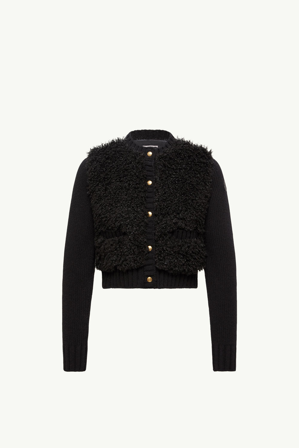 Padded Wool & Teddy Cardigan Women Black Moncler 2
