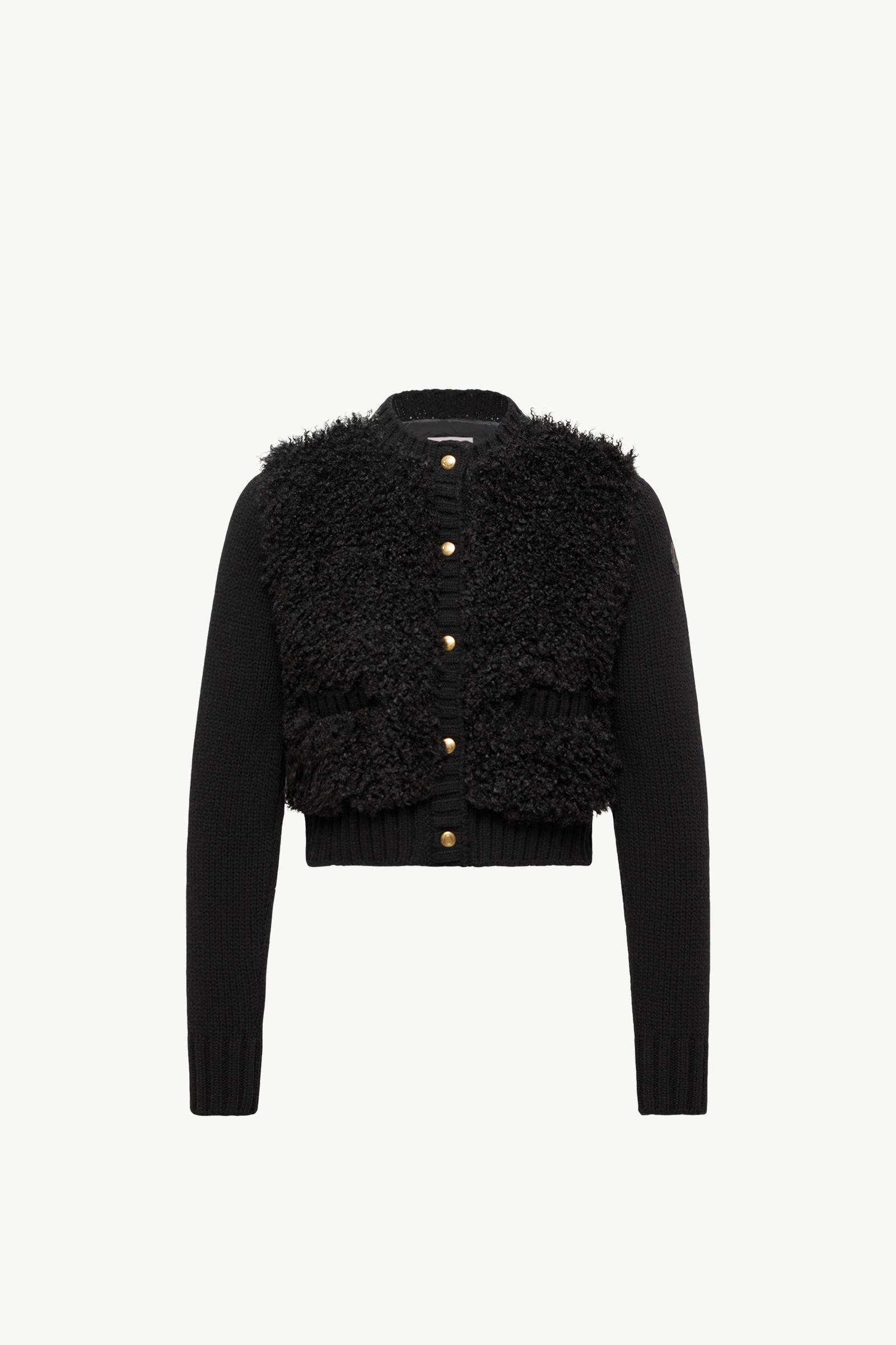 Padded Wool & Teddy Cardigan Women Black Moncler 2