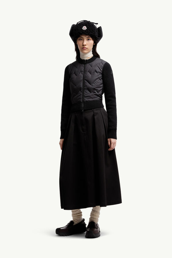 Padded Wool Blend Zip-Up Cardigan Women Black Moncler 0
