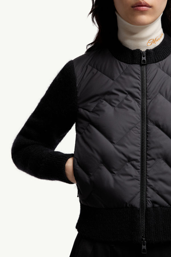Padded Wool Blend Zip-Up Cardigan Women Black Moncler 5