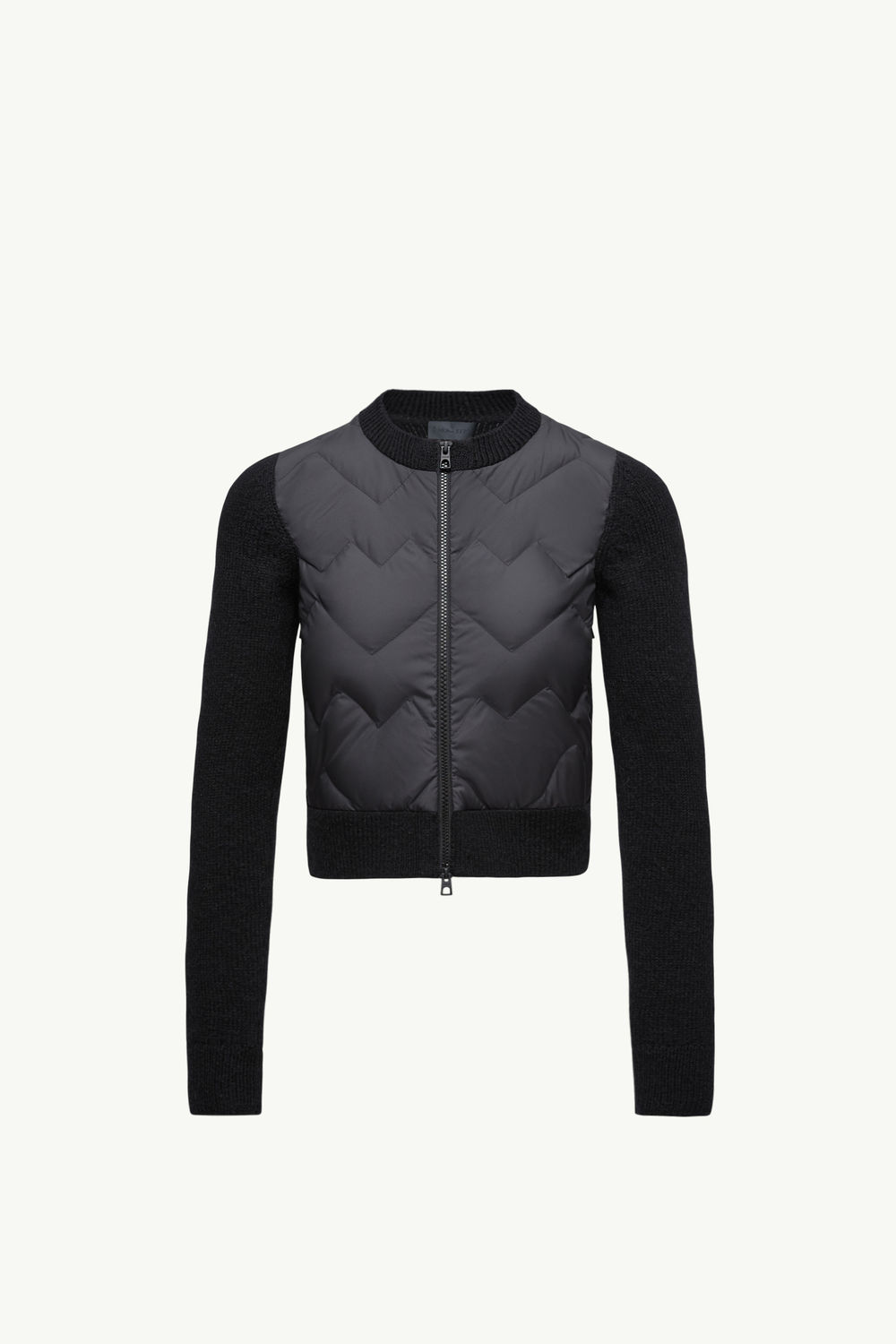 Padded Wool Blend Zip-Up Cardigan Women Black Moncler 2