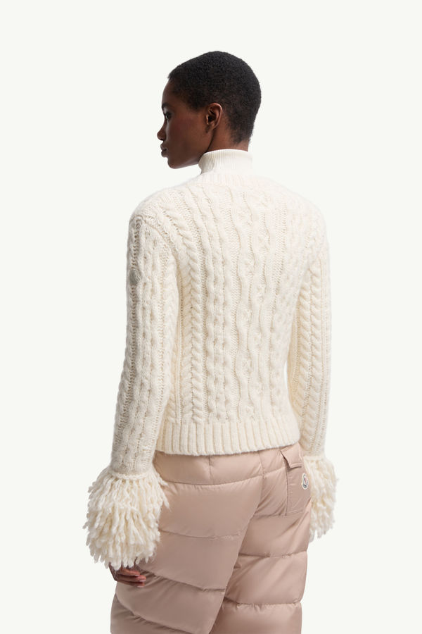 Alpaca Blend V-Neck Cardigan Women White Ivory Moncler 4
