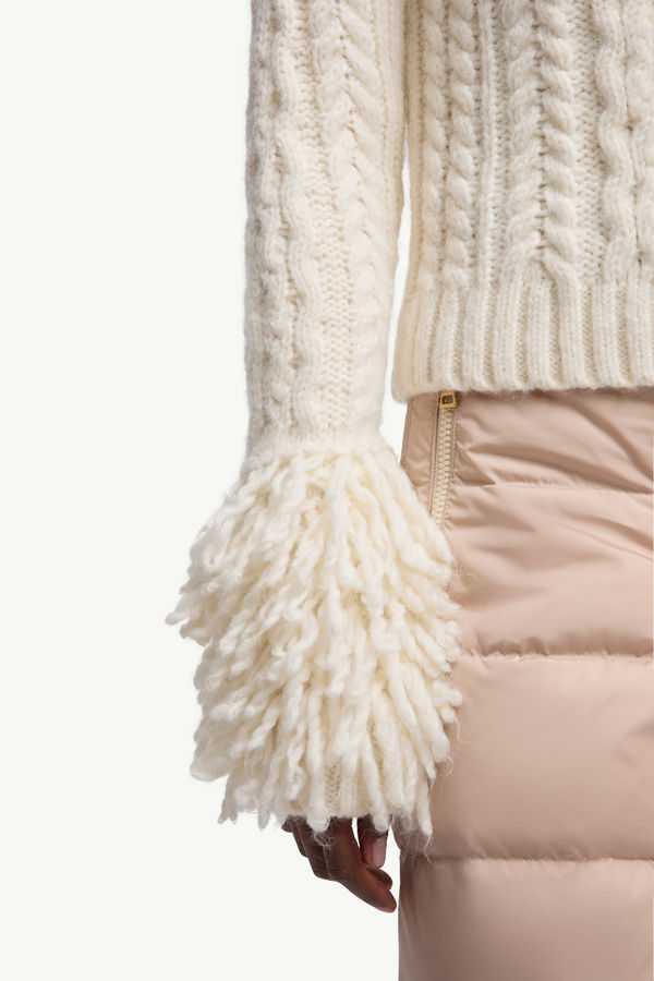 Alpaca Blend V-Neck Cardigan Women White Ivory Moncler 5