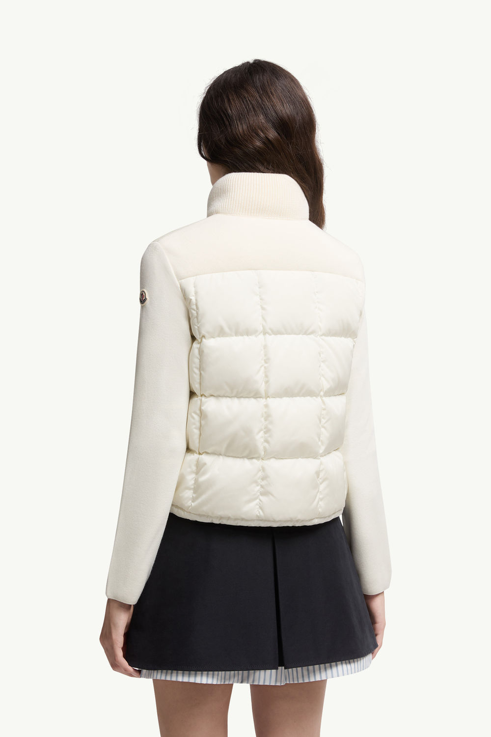 Square-Quilted Padded Wool Zip-Up Cardigan Women White Moncler 4