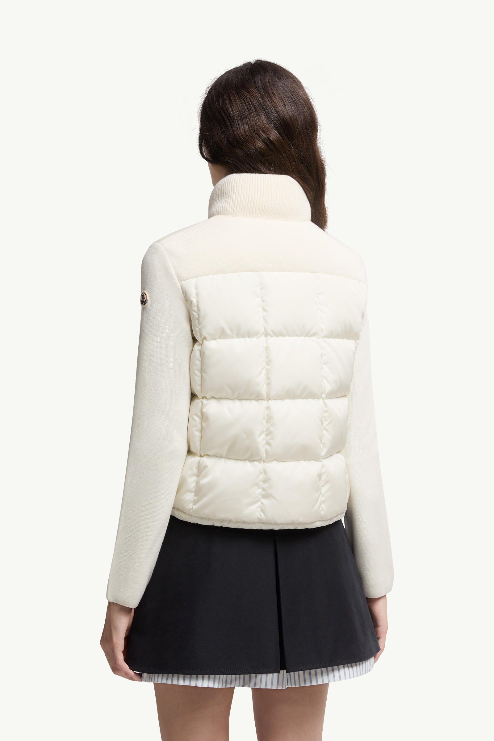 Square-Quilted Padded Wool Zip-Up Cardigan Women White Moncler 4