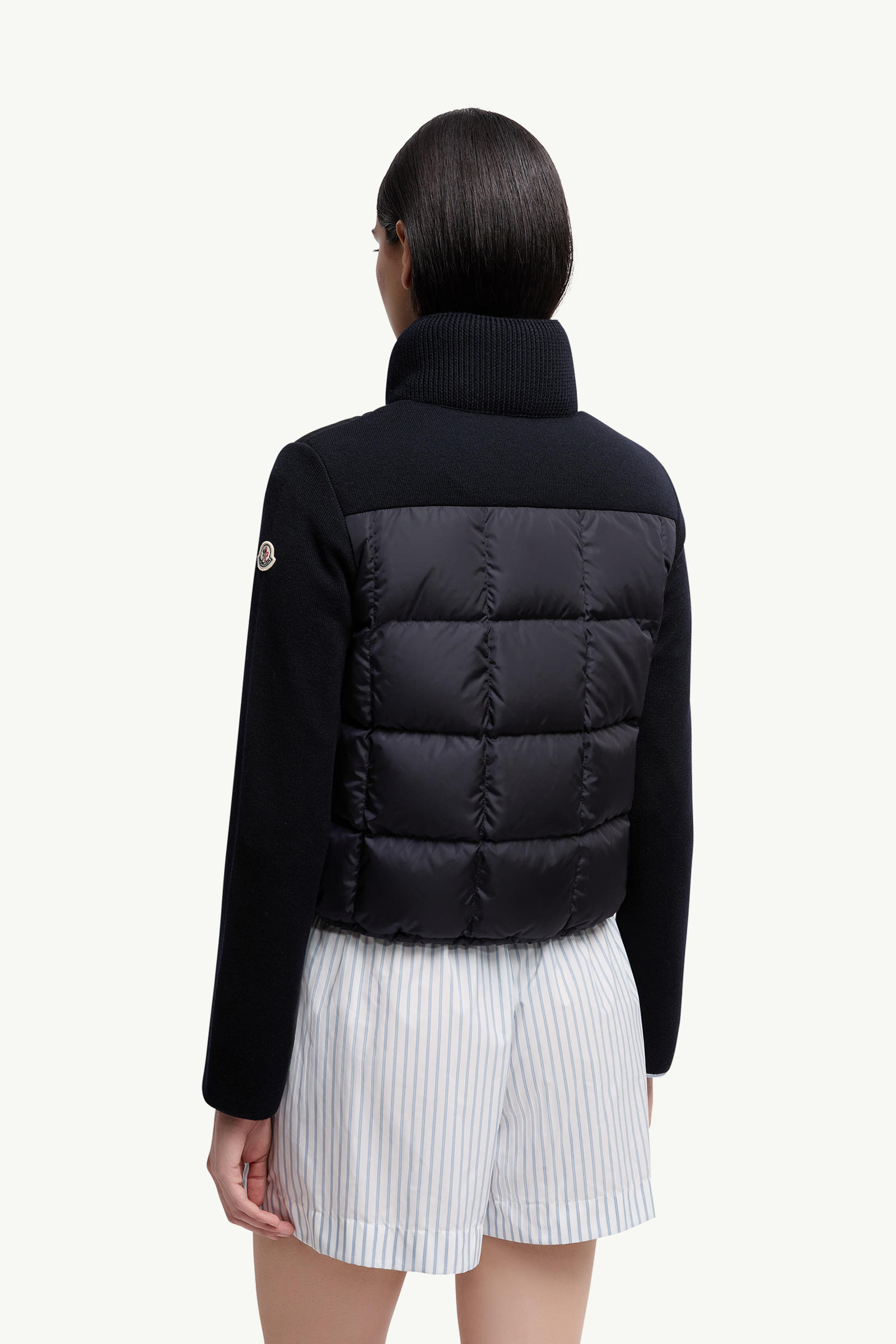 Sudadera de lana con cremallera y acolchado a cuadros Mujer Azul marino Moncler 4
