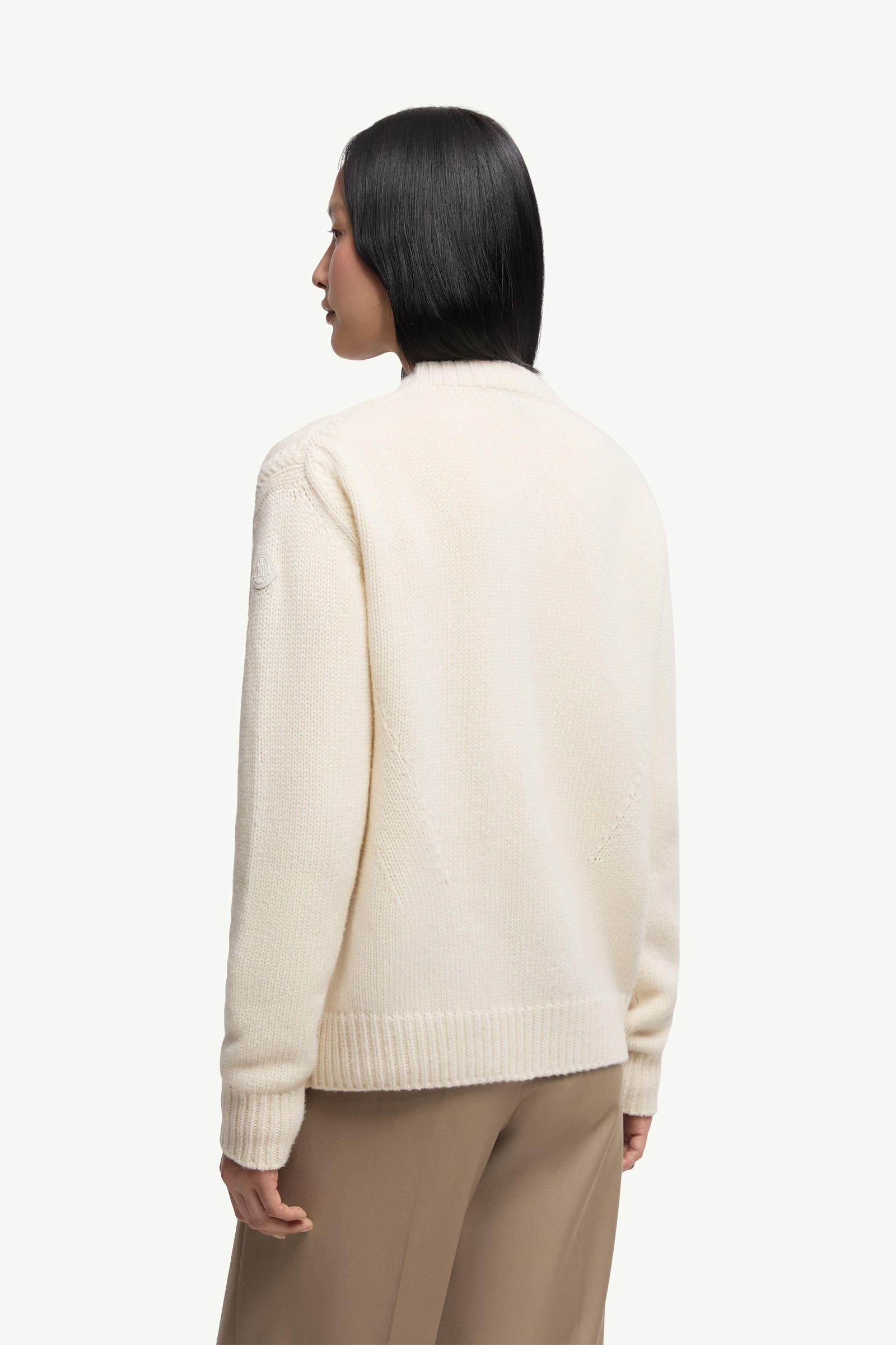 Cardigan à col en V en laine et cachemire Femmes Blanc Moncler 4
