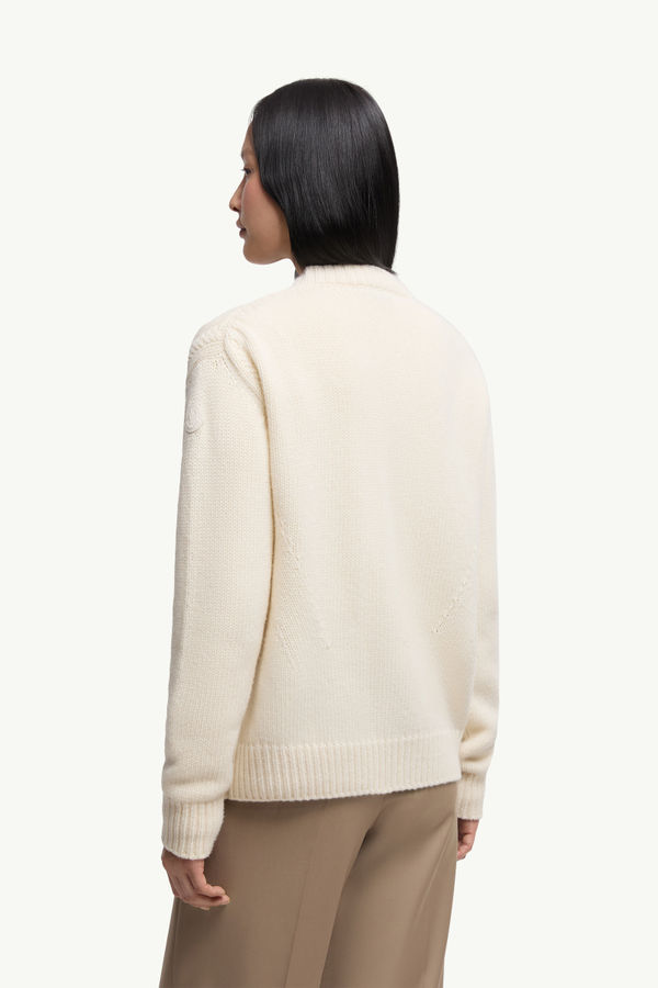 Strickjacke aus Wolle und Kaschmir mit V-Ausschnitt Damen Weiß Moncler 4