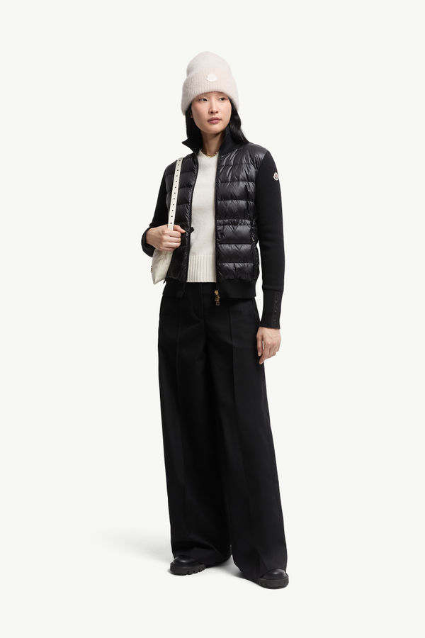 Padded Wool Zip-Up Cardigan Black Moncler 0