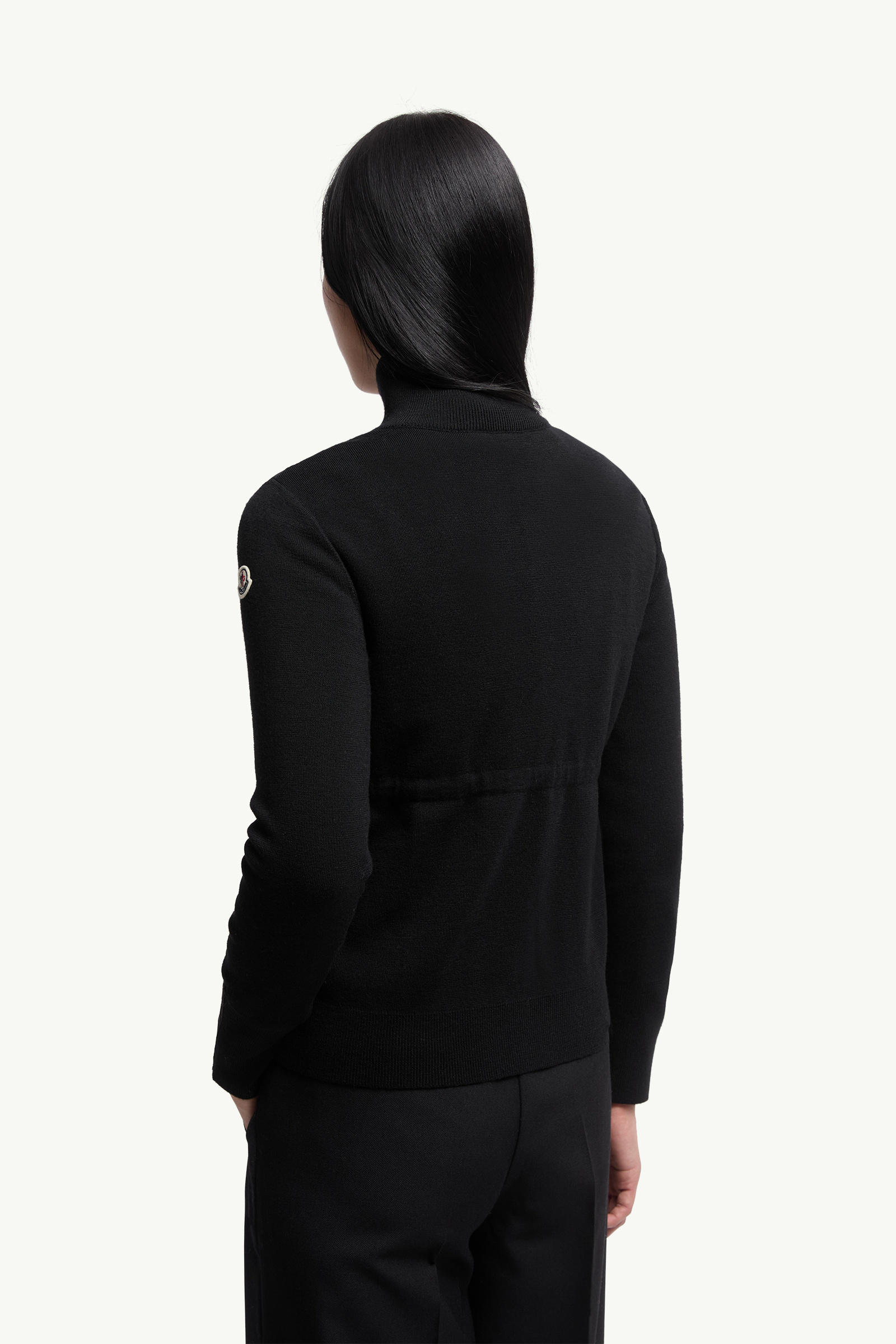 Gepolsterte Strickjacke aus Wolle mit Reißverschluss Schwarz Moncler 4