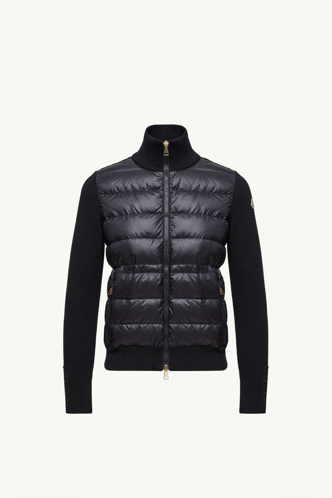 Padded Wool Zip-Up Cardigan Black Moncler 2