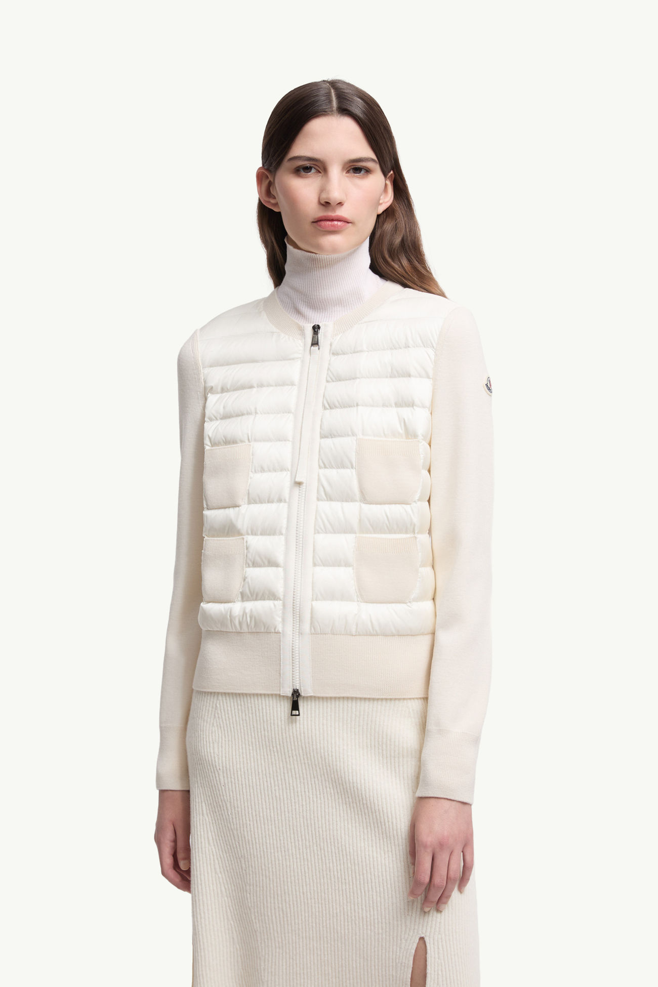 Cardigan imbottito in lana con zip Donna Bianco Moncler 3