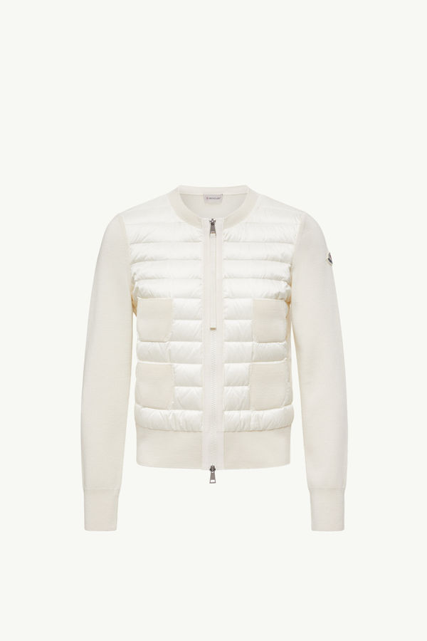 Cardigan imbottito in lana con zip Donna Bianco Moncler 2