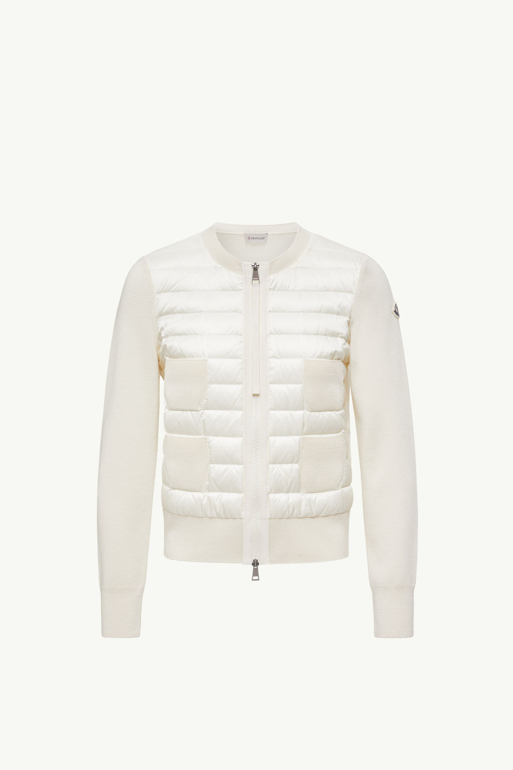 Padded Wool Zip-Up Cardigan Women White Moncler 2