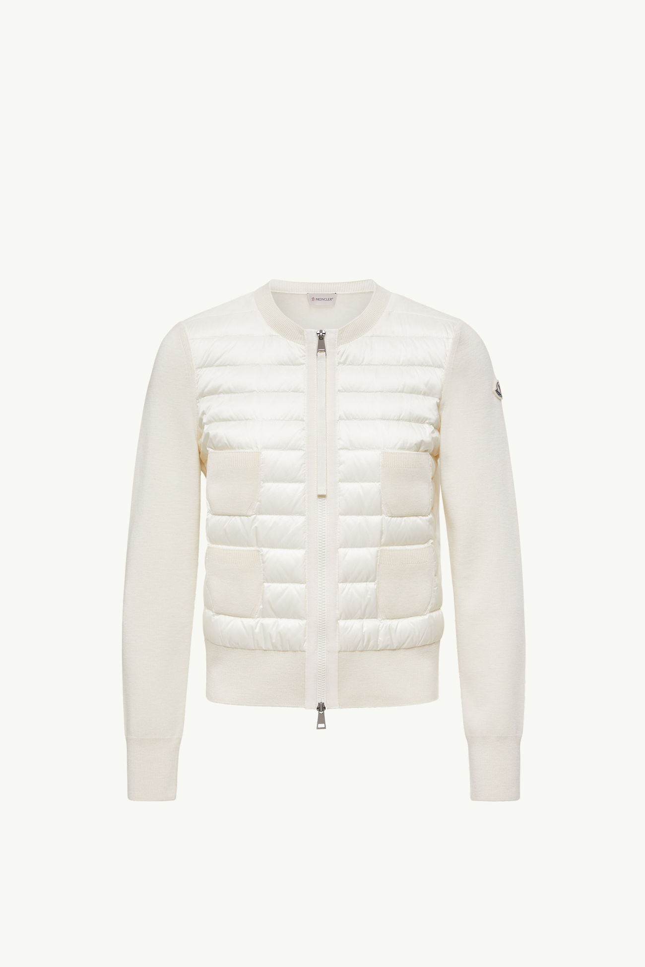 Padded Wool Zip-Up Cardigan Women White Moncler 2