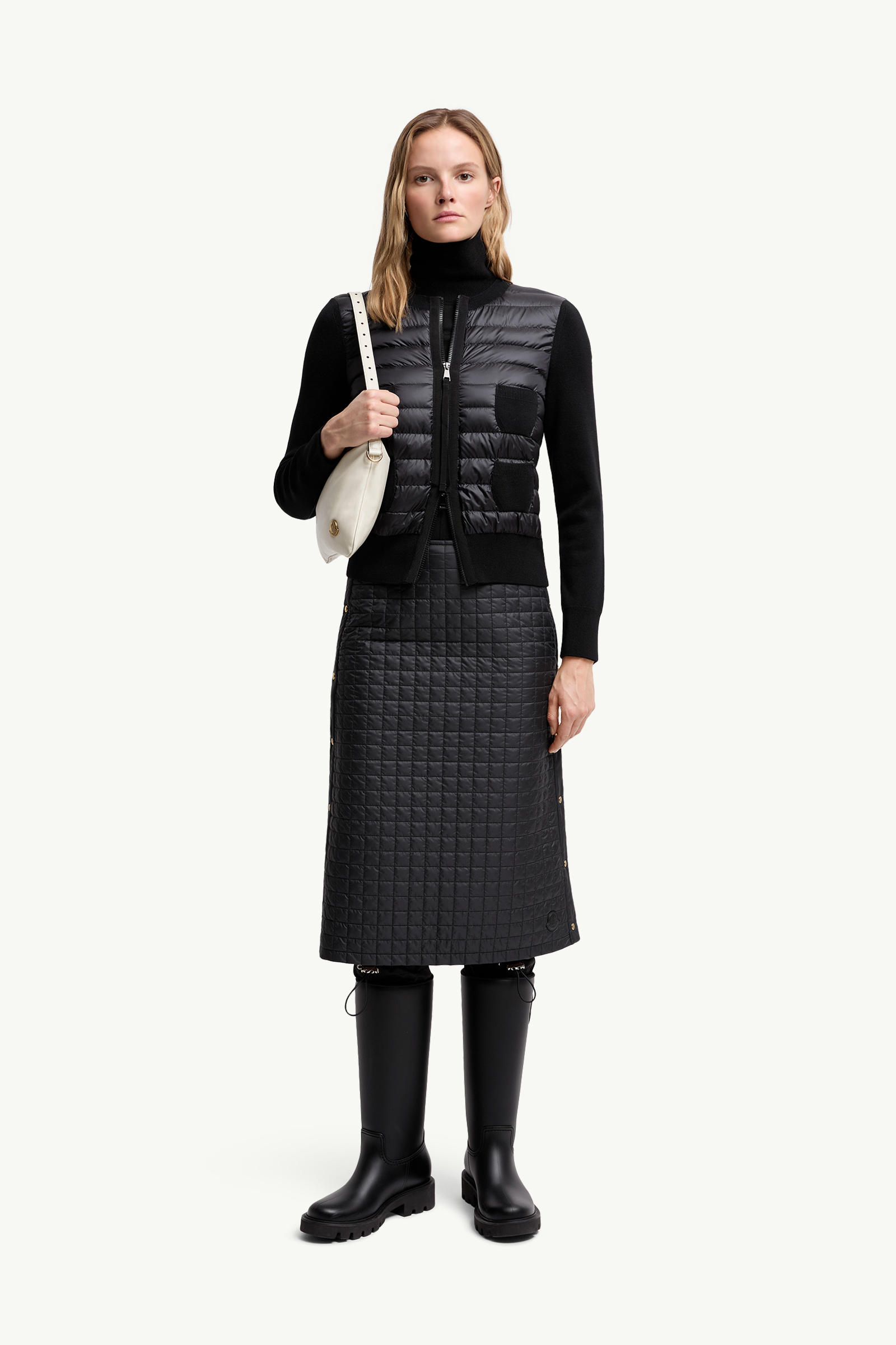 Padded Wool Zip-Up Cardigan Women Black Moncler 0