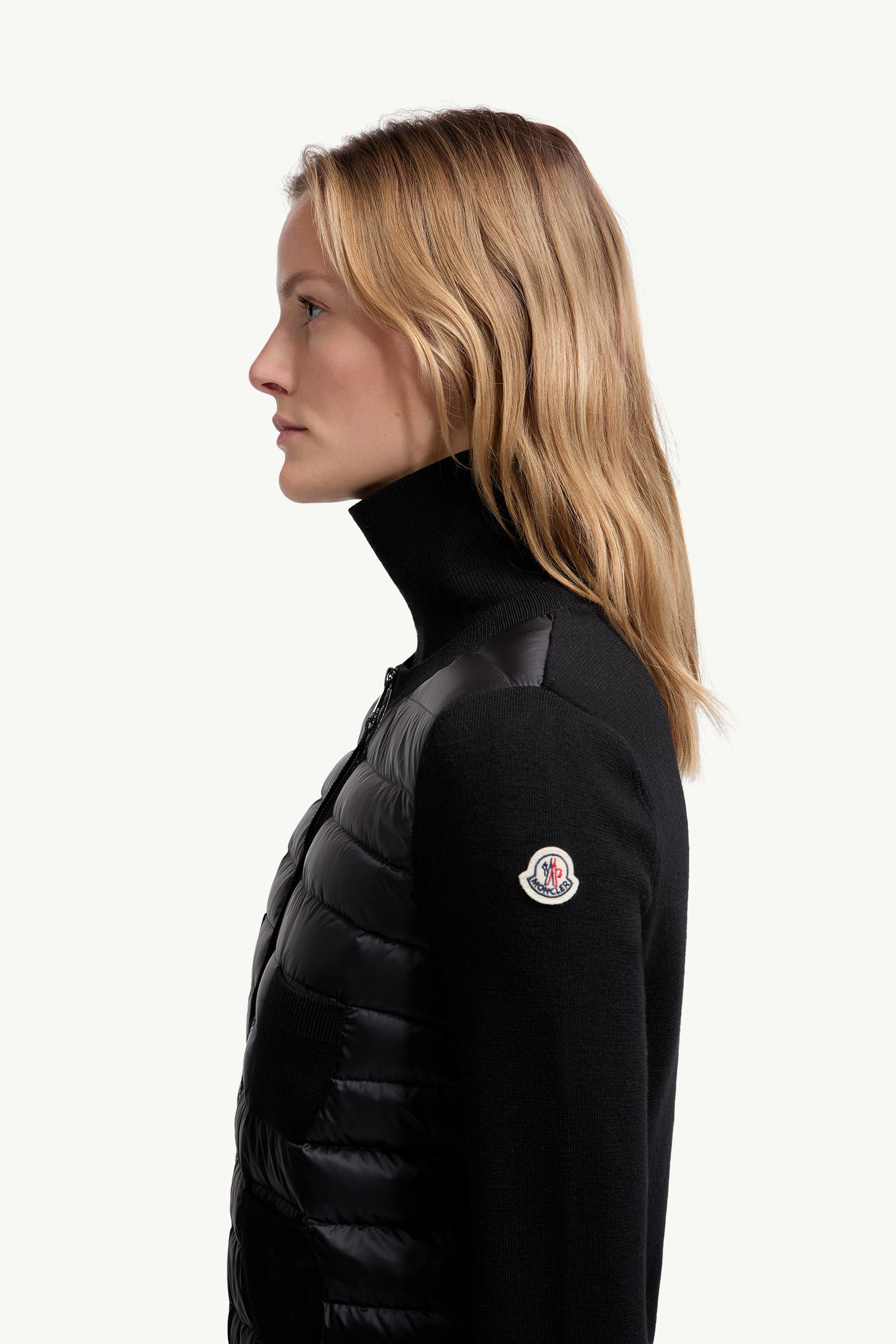 Padded Wool Zip-Up Cardigan Women Black Moncler 1