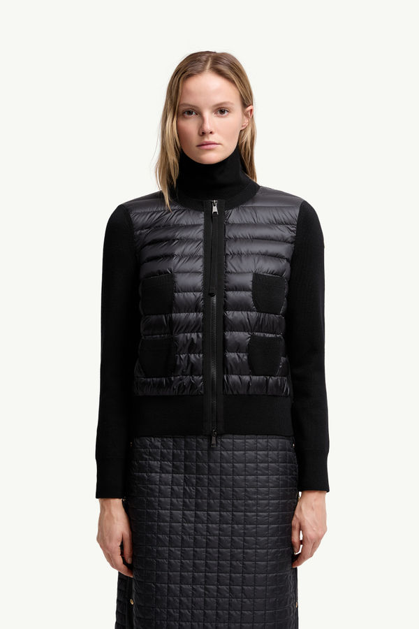 Padded Wool Zip-Up Cardigan Women Black Moncler 3